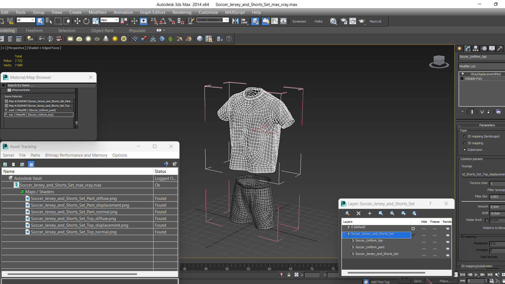 3D Soccer Jersey and Shorts Set model