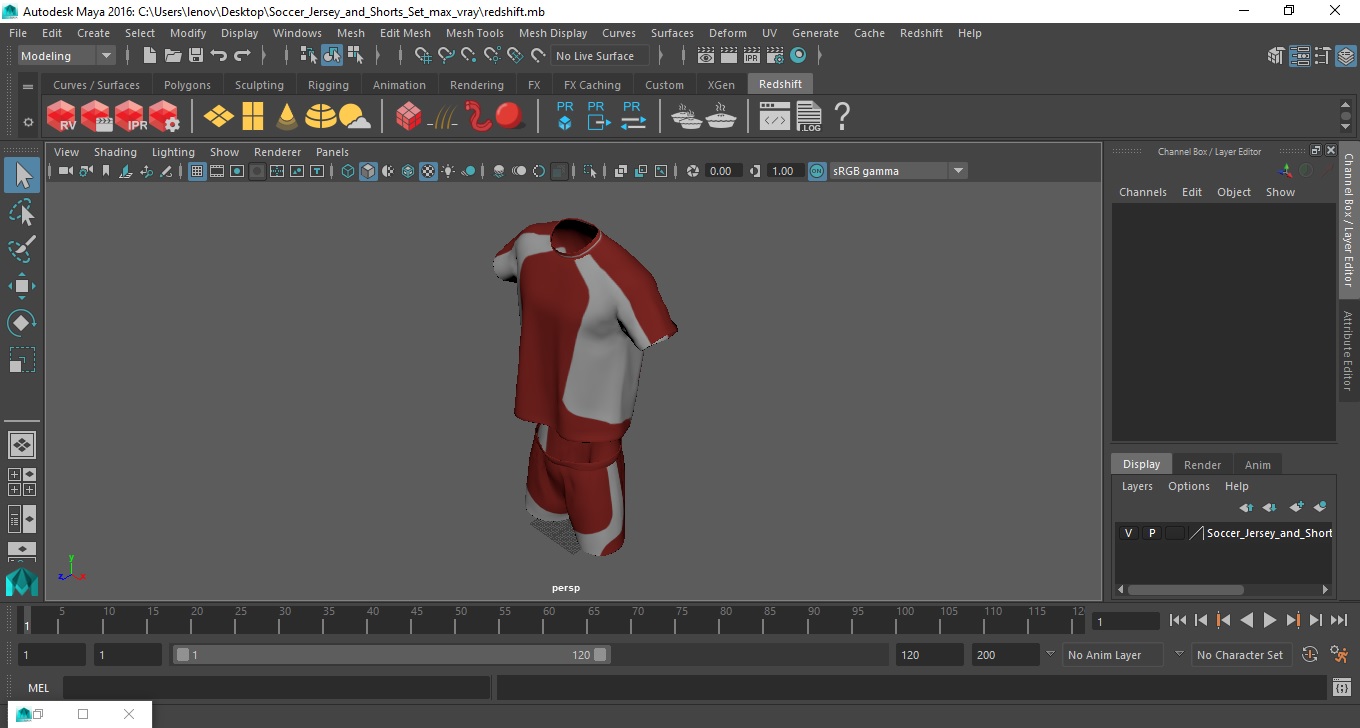 3D Soccer Jersey and Shorts Set model