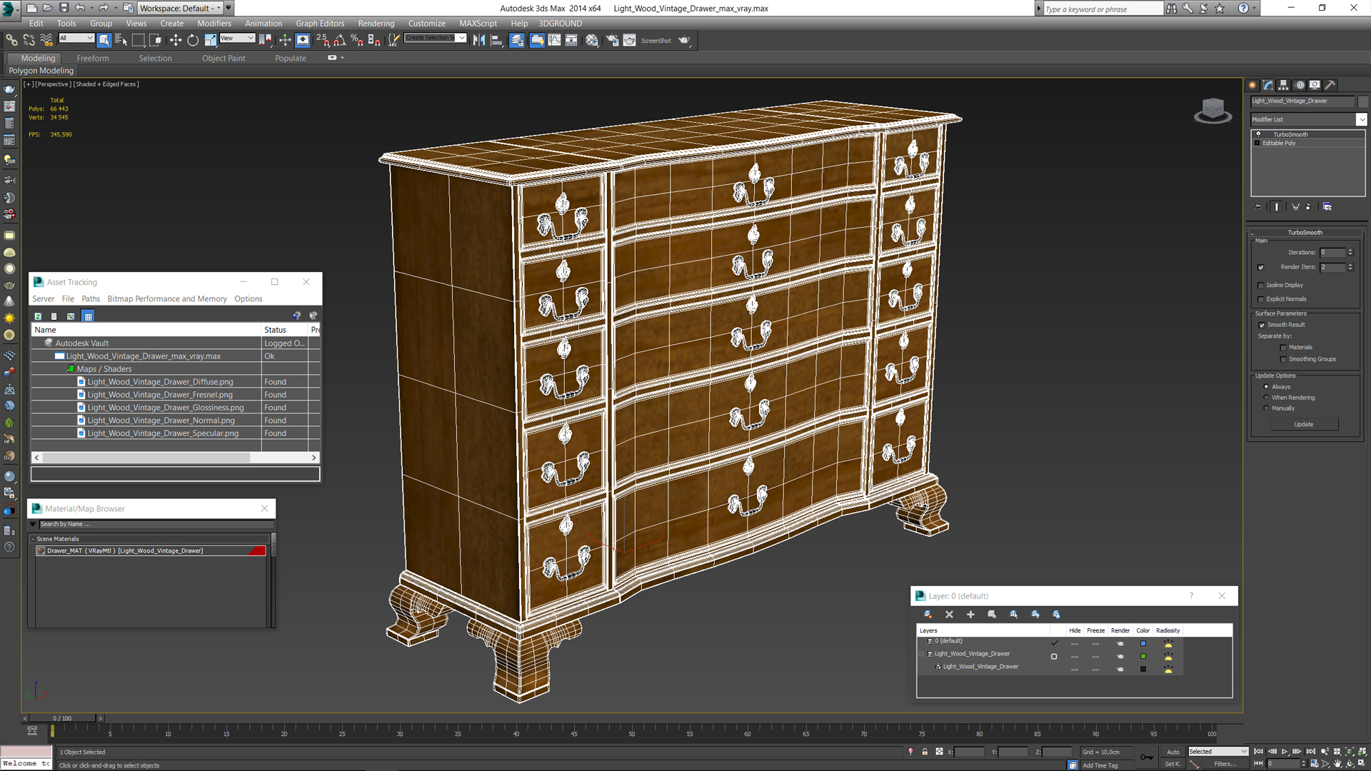 Red Oak Vintage Drawer 3D