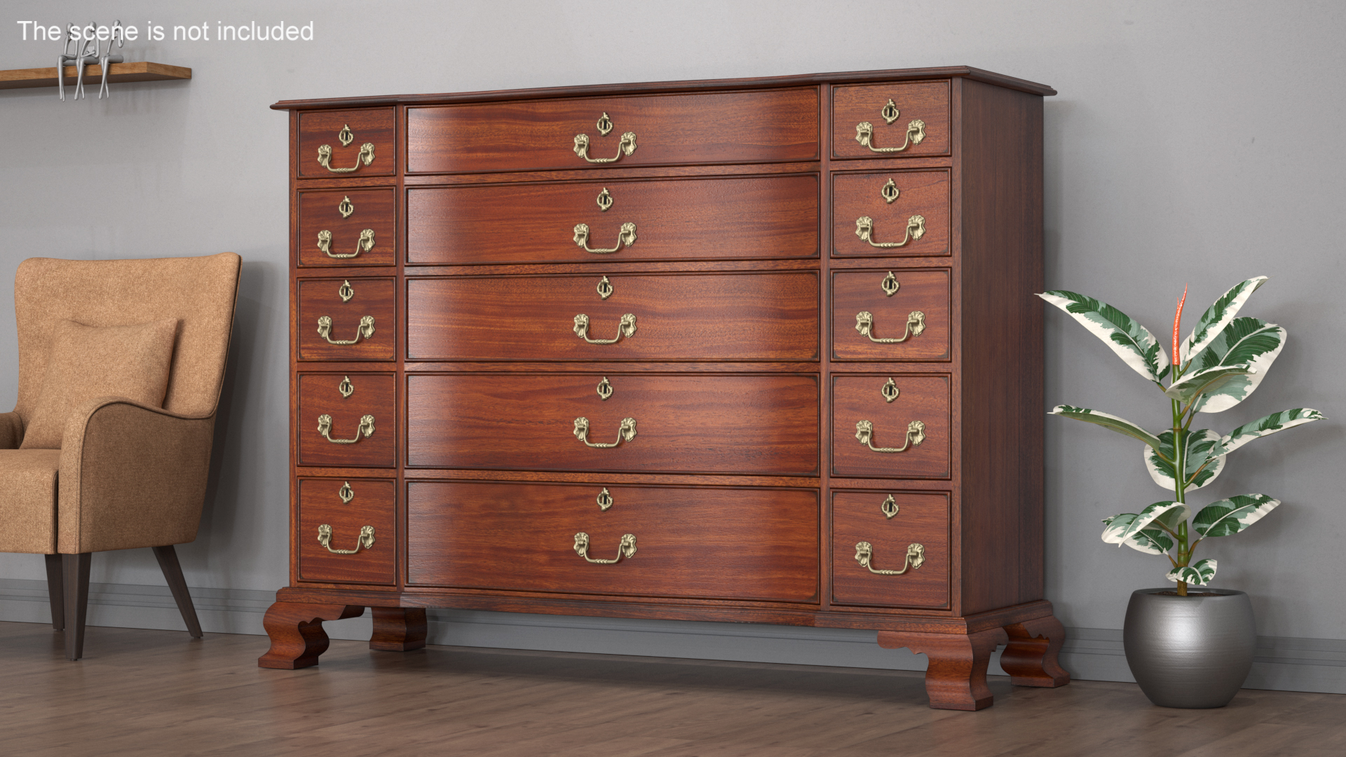 Red Oak Vintage Drawer 3D