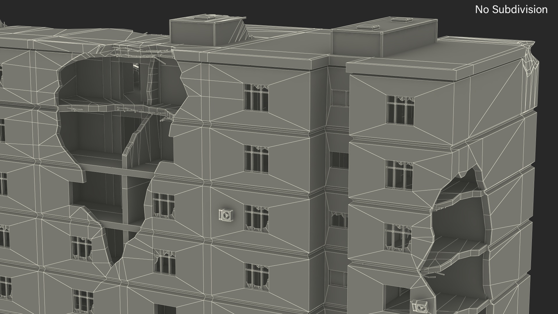 3D Destroyed Building 14 Floors model