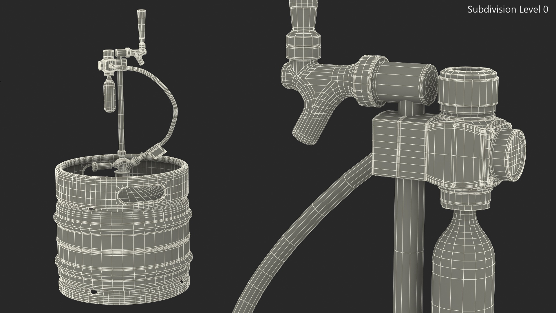 3D model Steel Beer Keg 30L with Leland CO2 Picnic Tap
