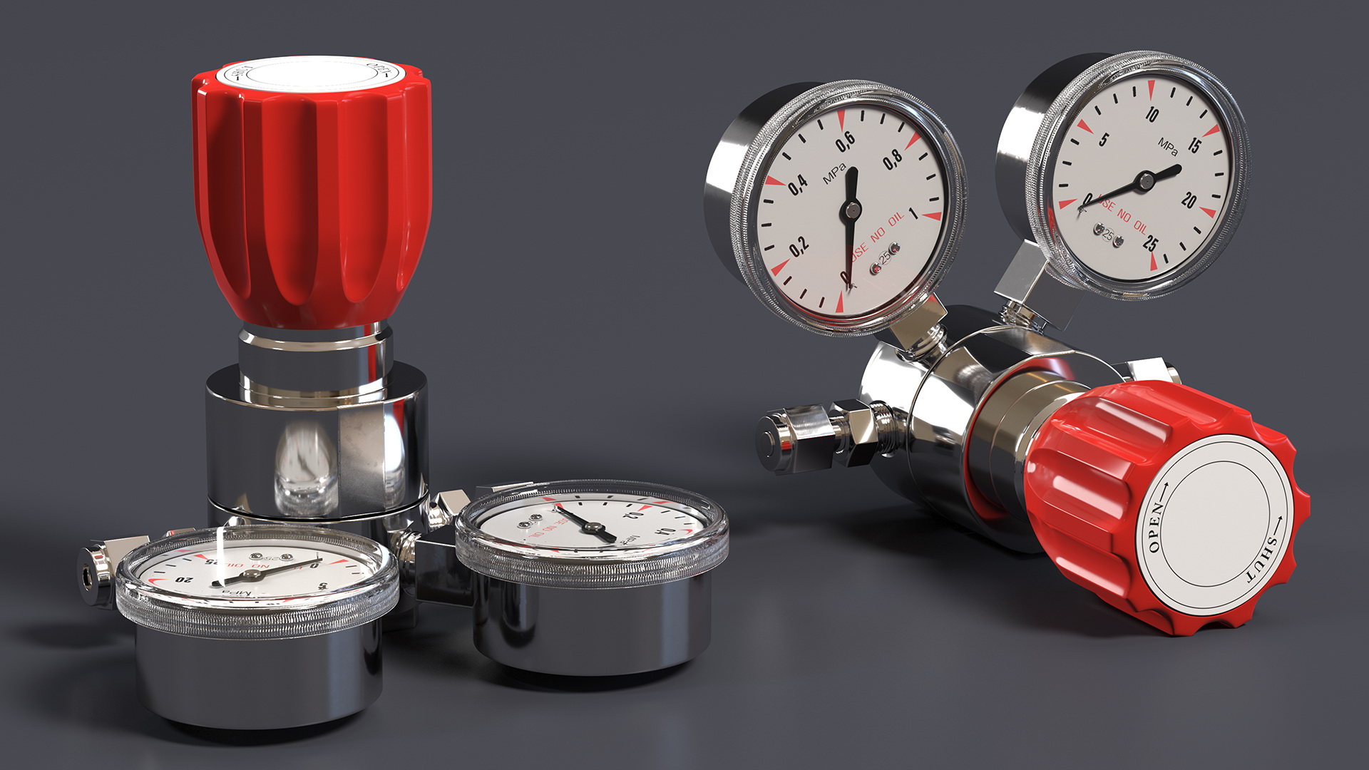 Gas Regulator with Two Gauges 3D model