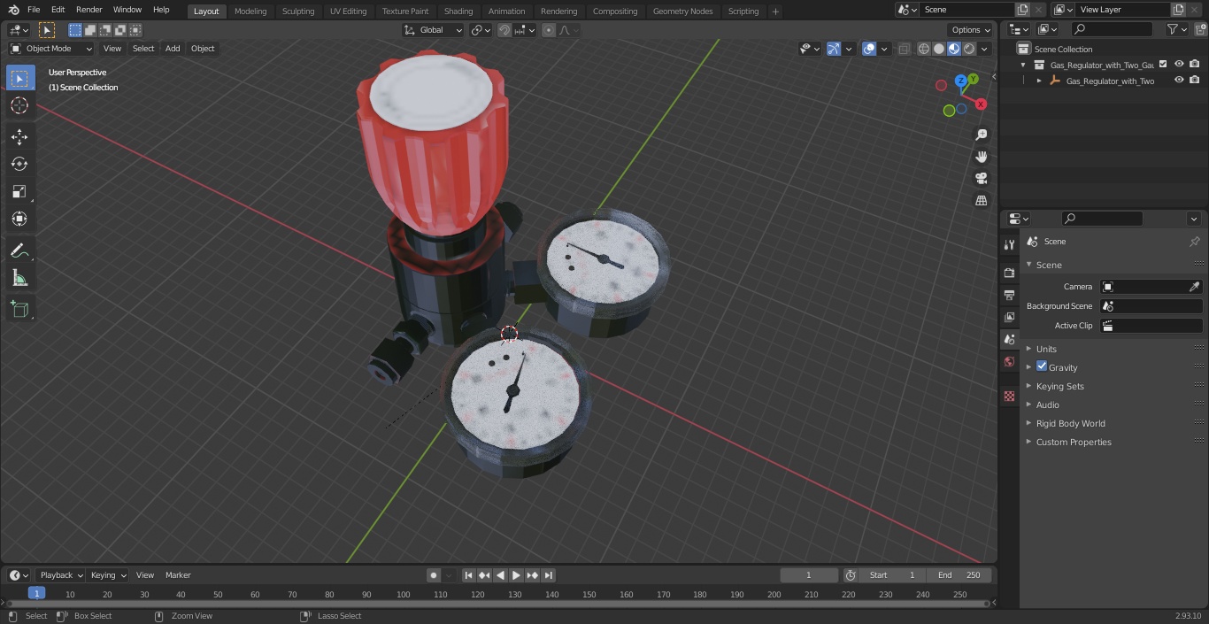 Gas Regulator with Two Gauges 3D model