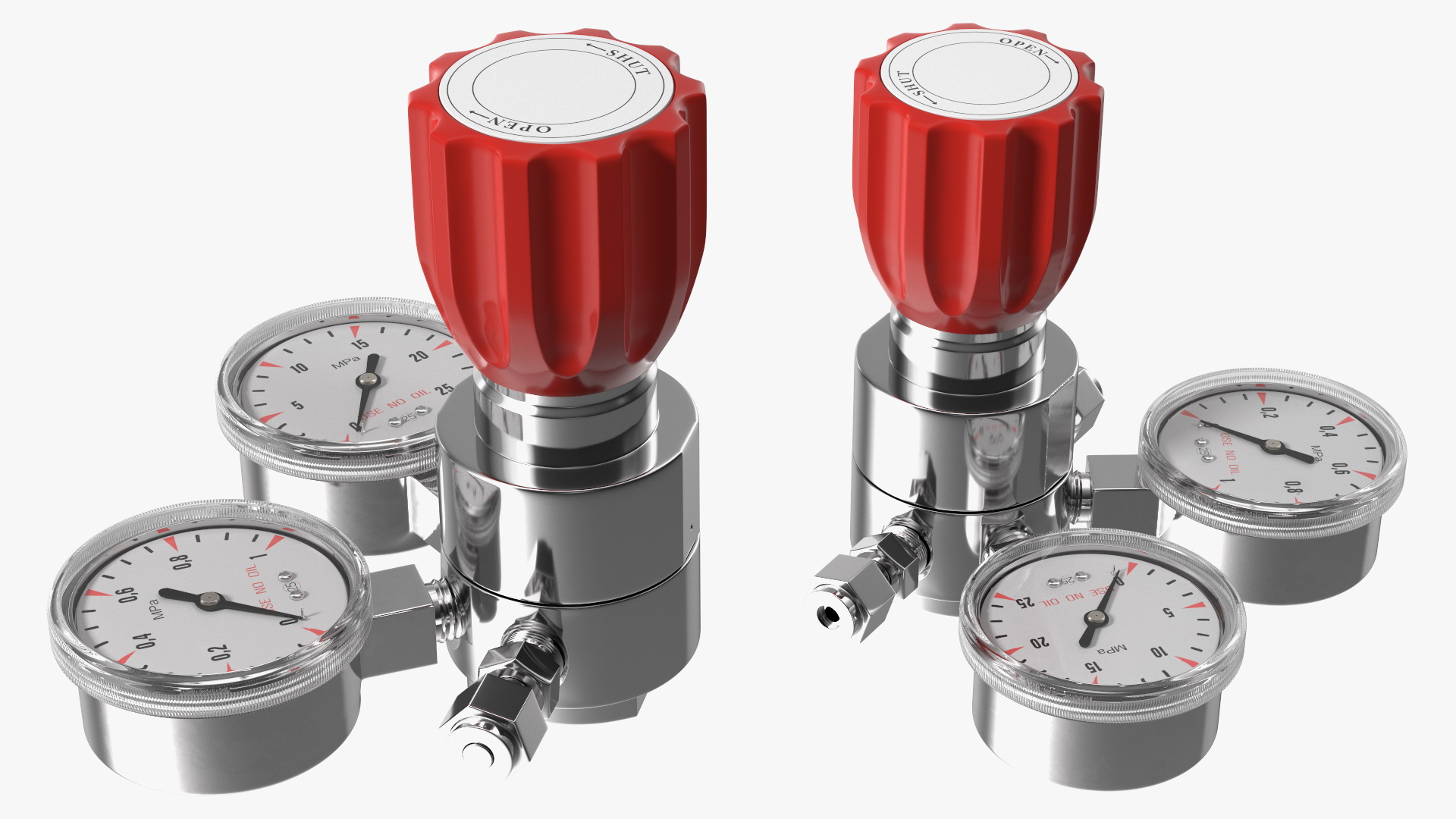 Gas Regulator with Two Gauges 3D model