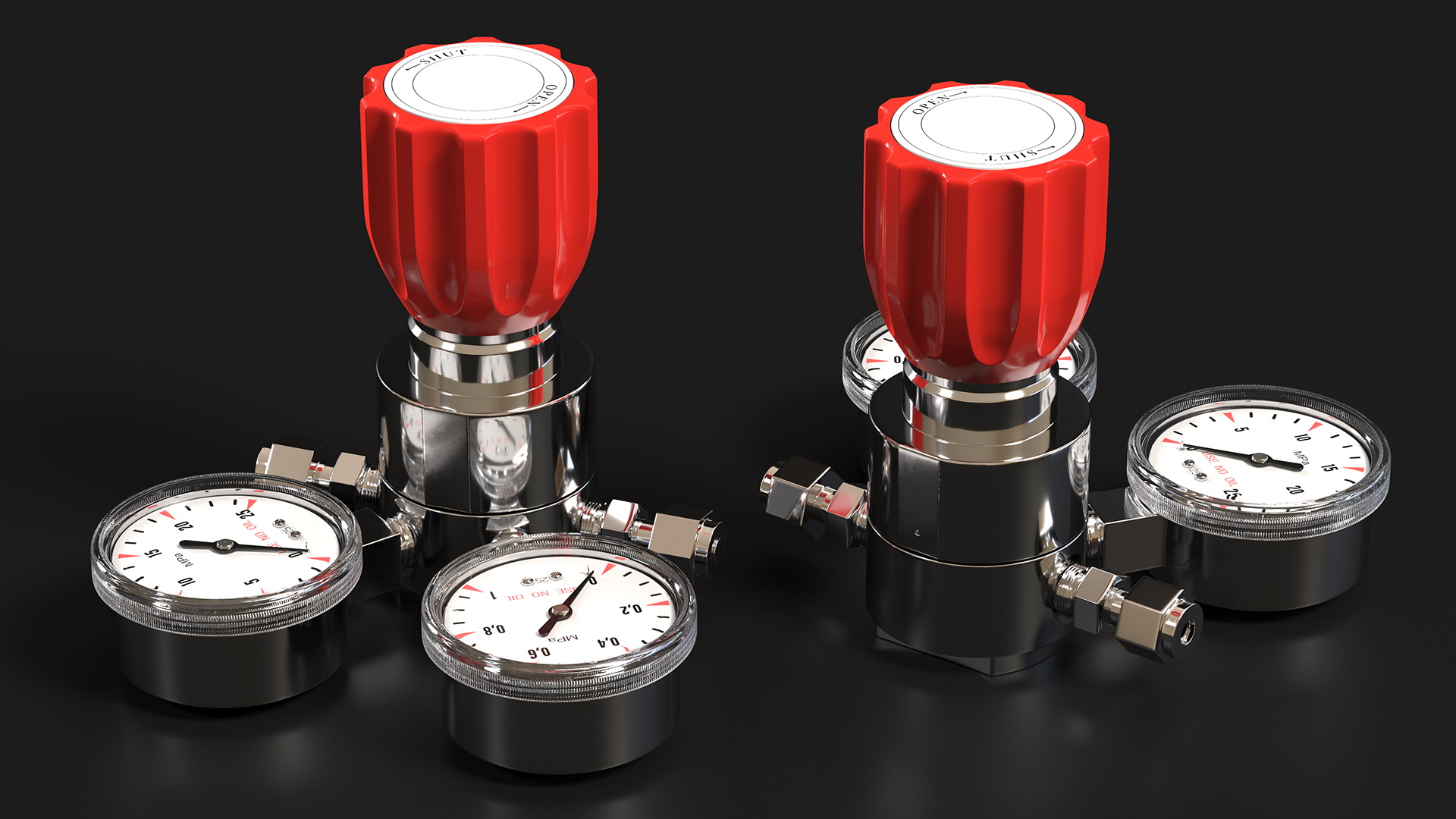 Gas Regulator with Two Gauges 3D model