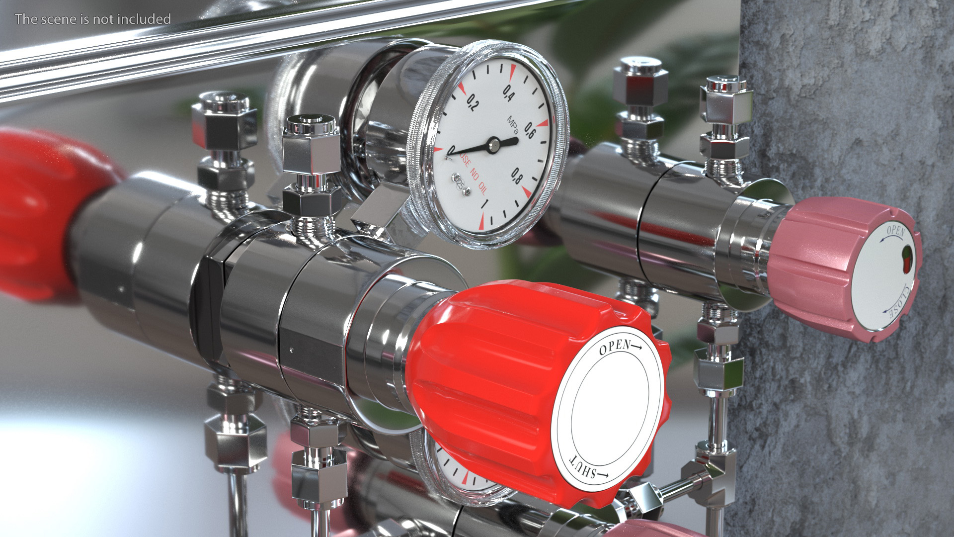Gas Regulator with Two Gauges 3D model