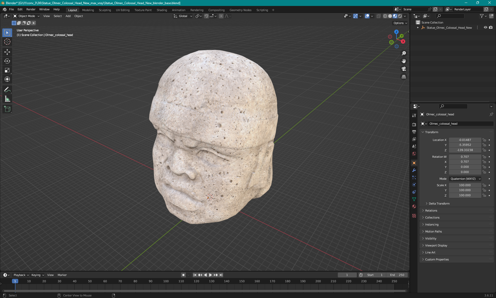 3D model Statue Olmec Colossal Head New