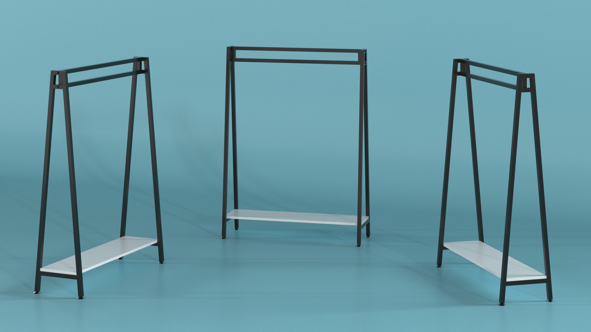 Cloth Coat Rack Black Color 3D