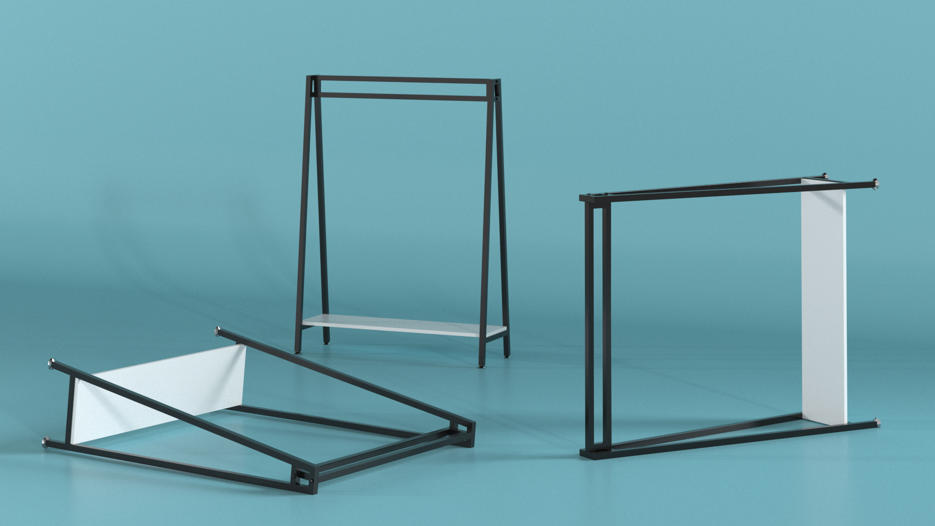 Cloth Coat Rack Black Color 3D