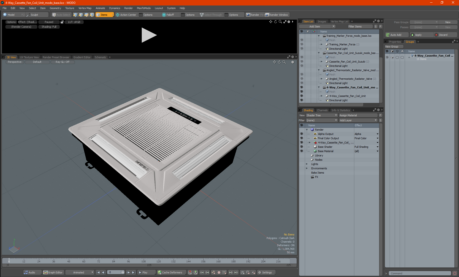 3D 4-Way Cassette Fan Coil Unit model