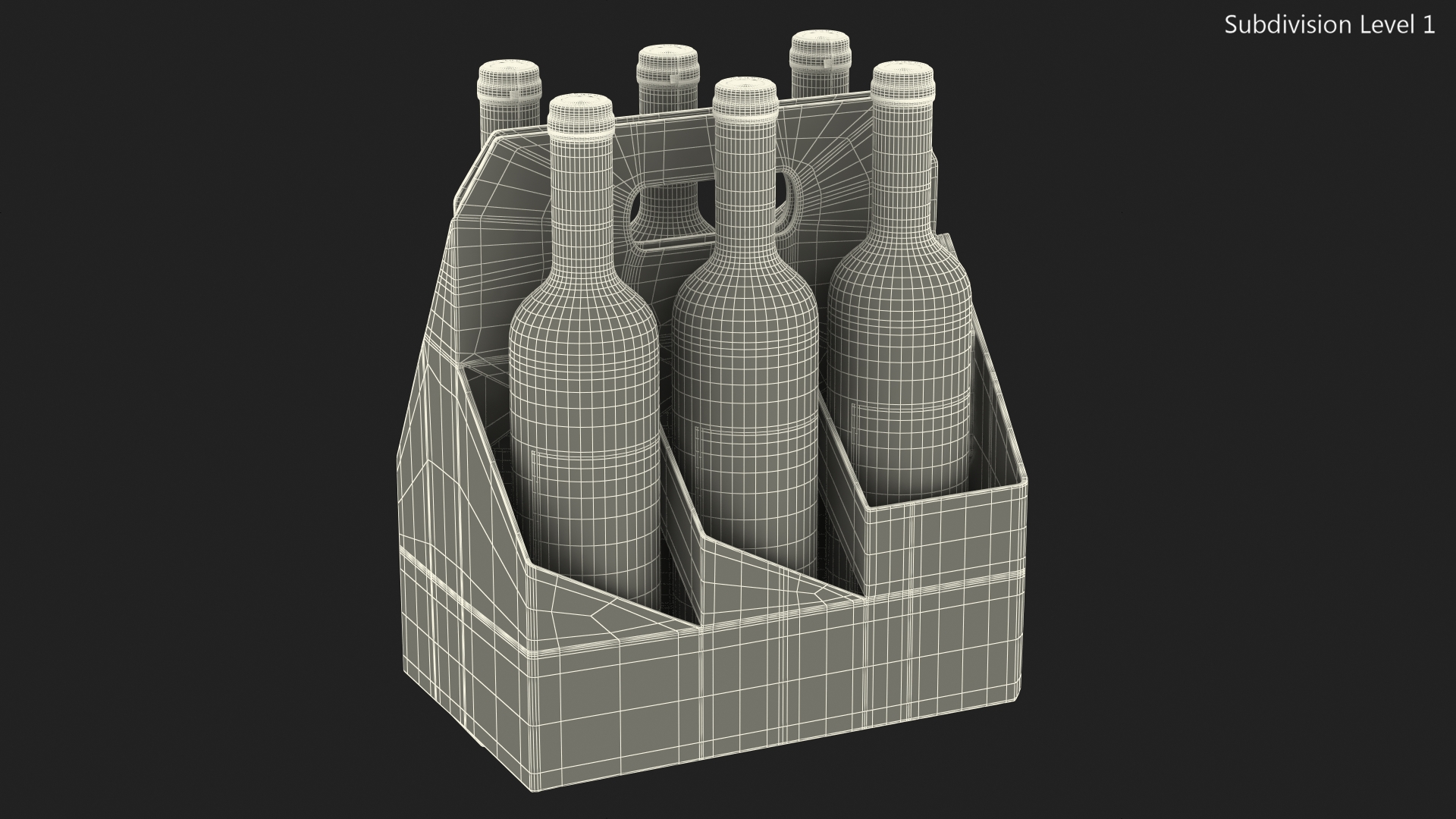 Cardboard Bottle Carrier With Wine 3D model
