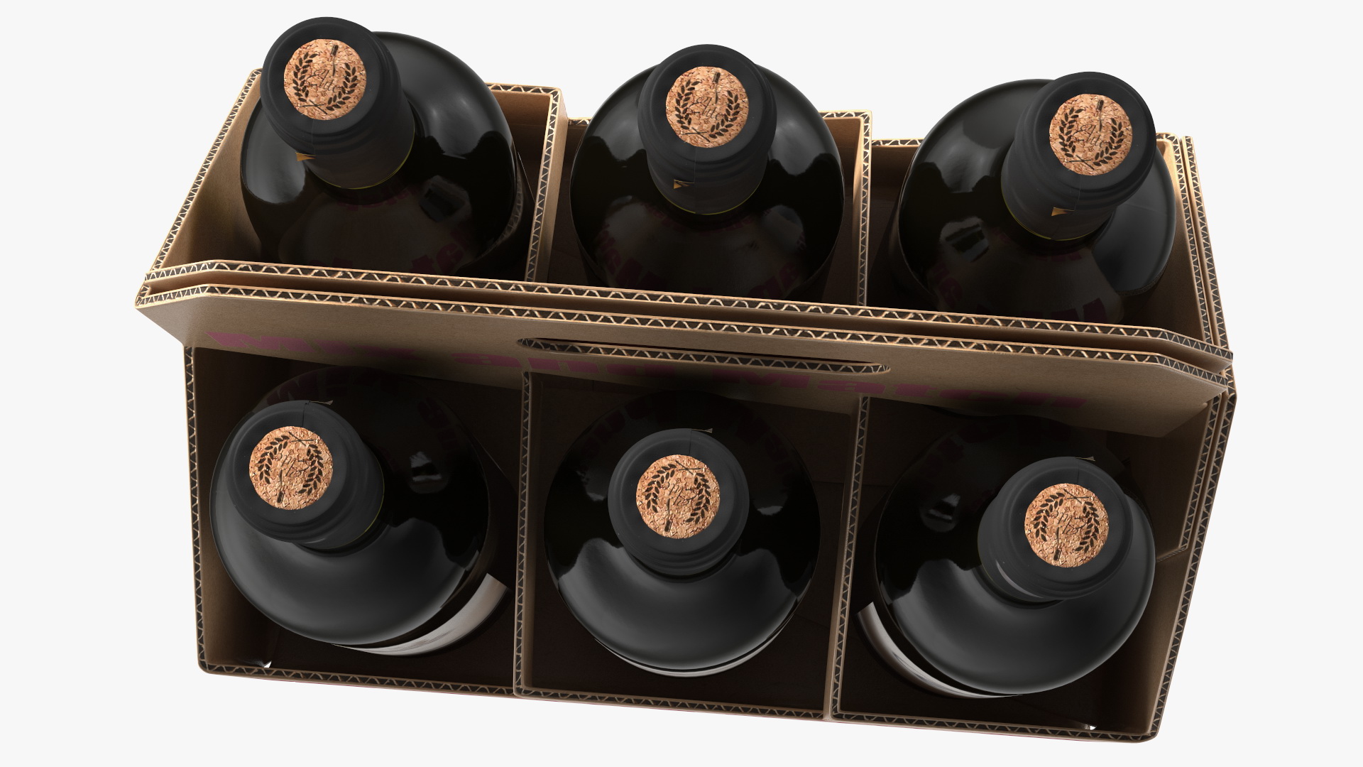 Cardboard Bottle Carrier With Wine 3D model