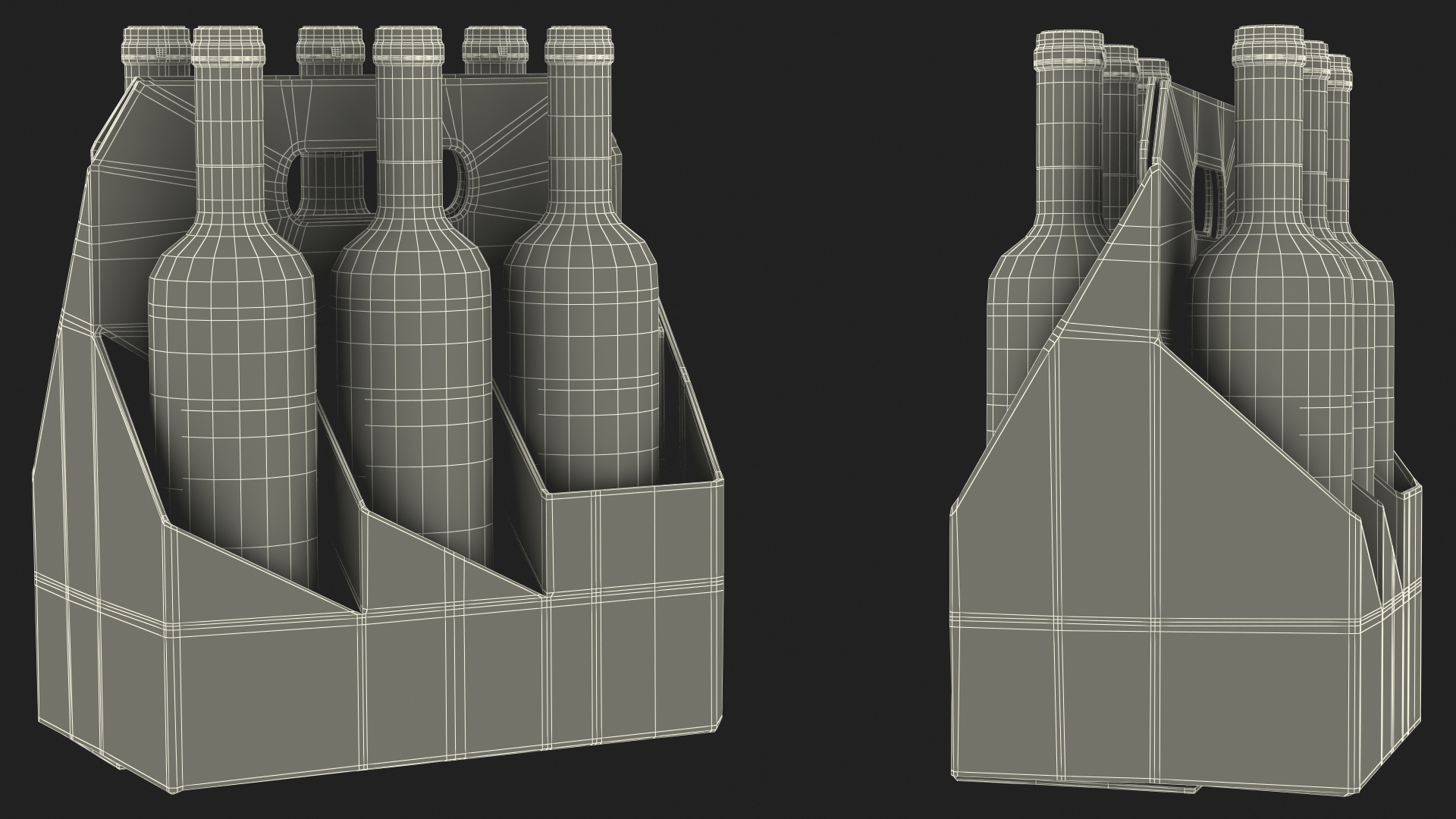Cardboard Bottle Carrier With Wine 3D model