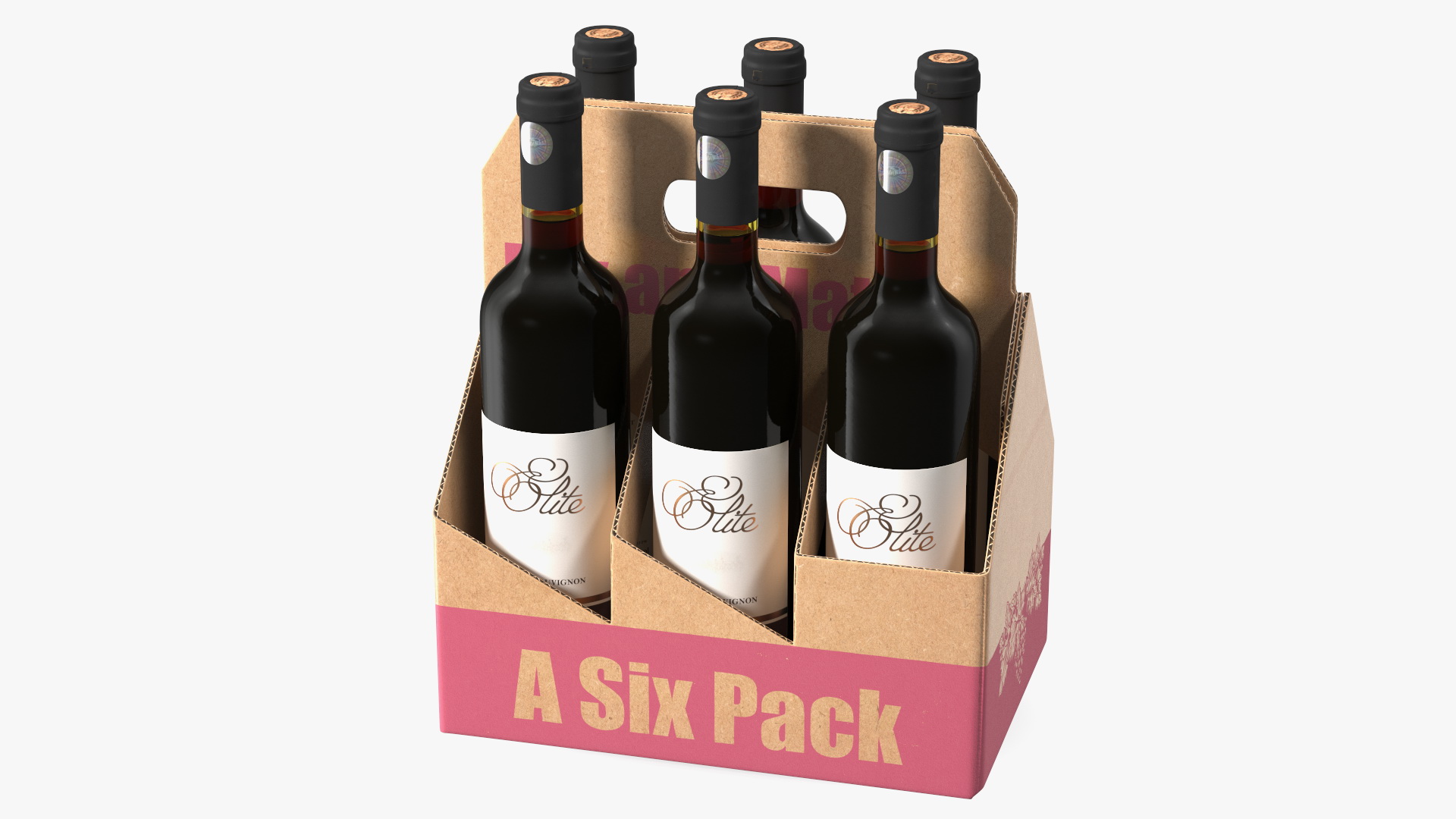 Cardboard Bottle Carrier With Wine 3D model