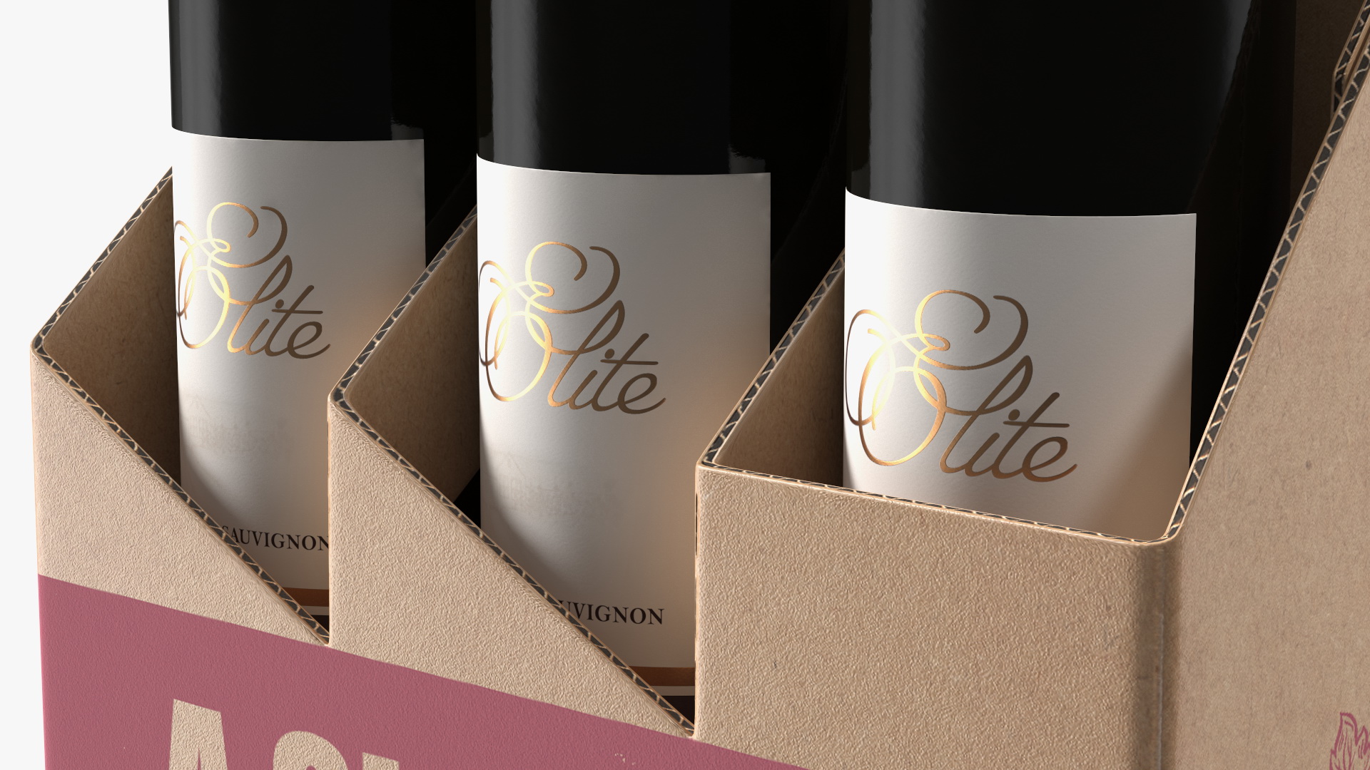 Cardboard Bottle Carrier With Wine 3D model