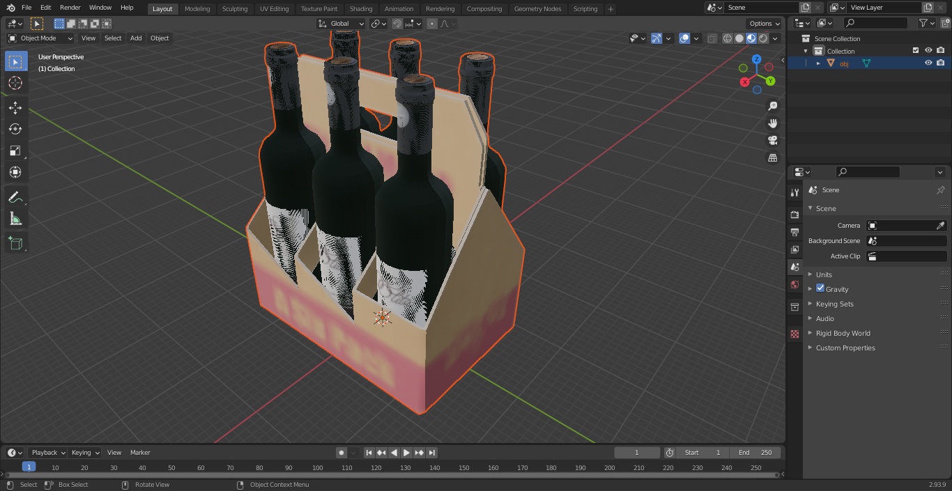 Cardboard Bottle Carrier With Wine 3D model