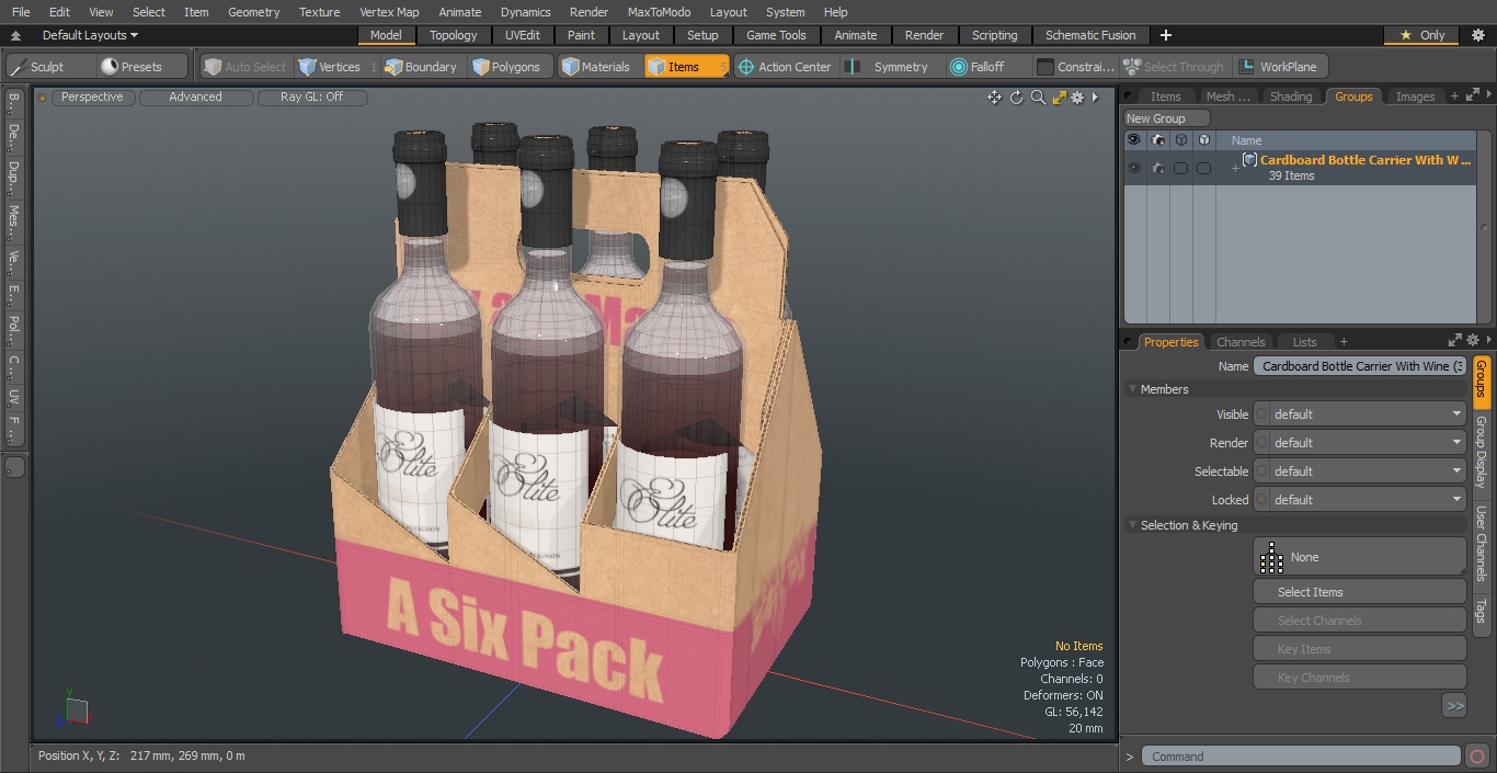 Cardboard Bottle Carrier With Wine 3D model