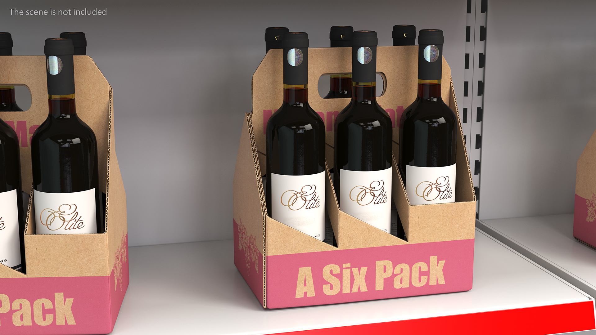 Cardboard Bottle Carrier With Wine 3D model