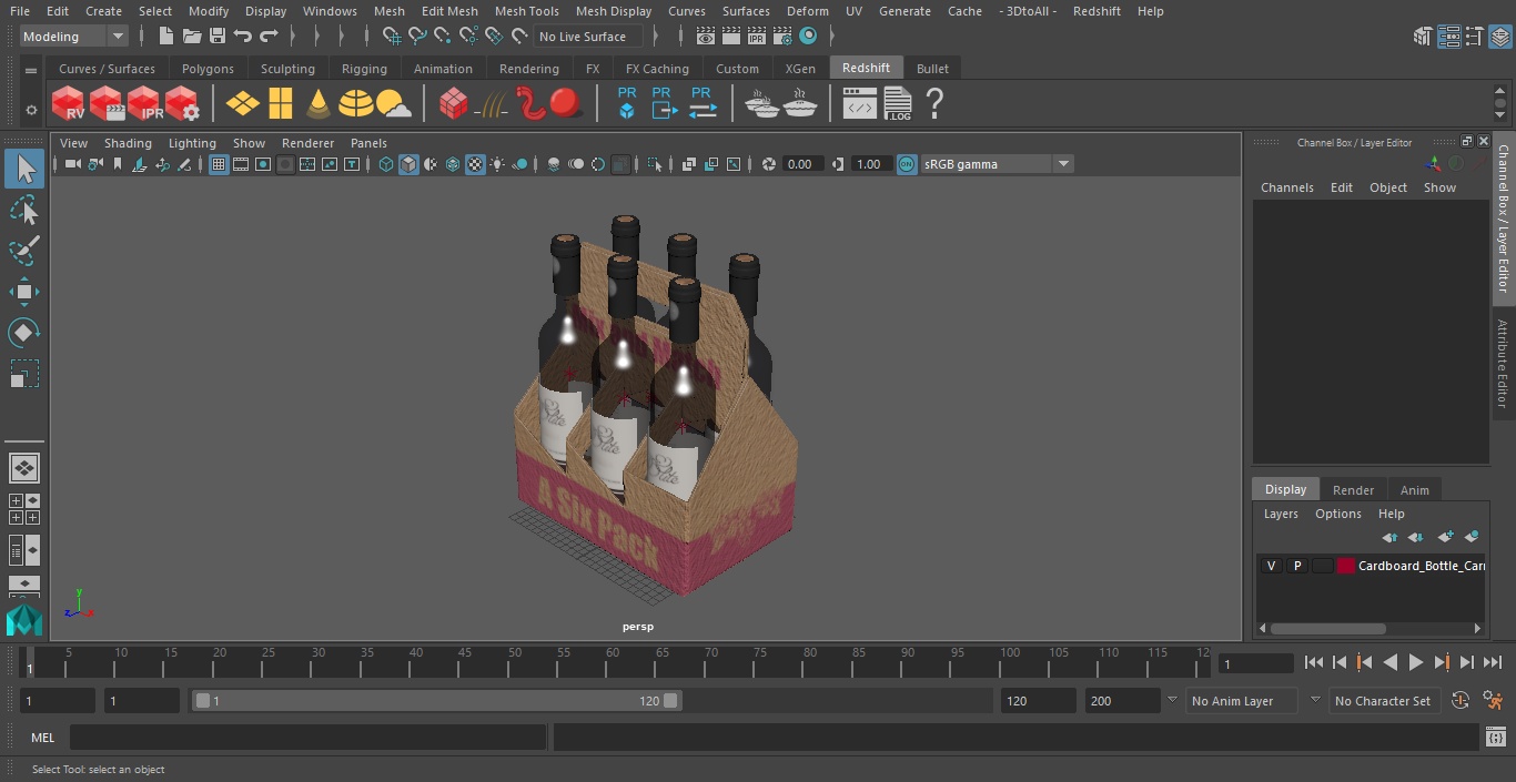 Cardboard Bottle Carrier With Wine 3D model