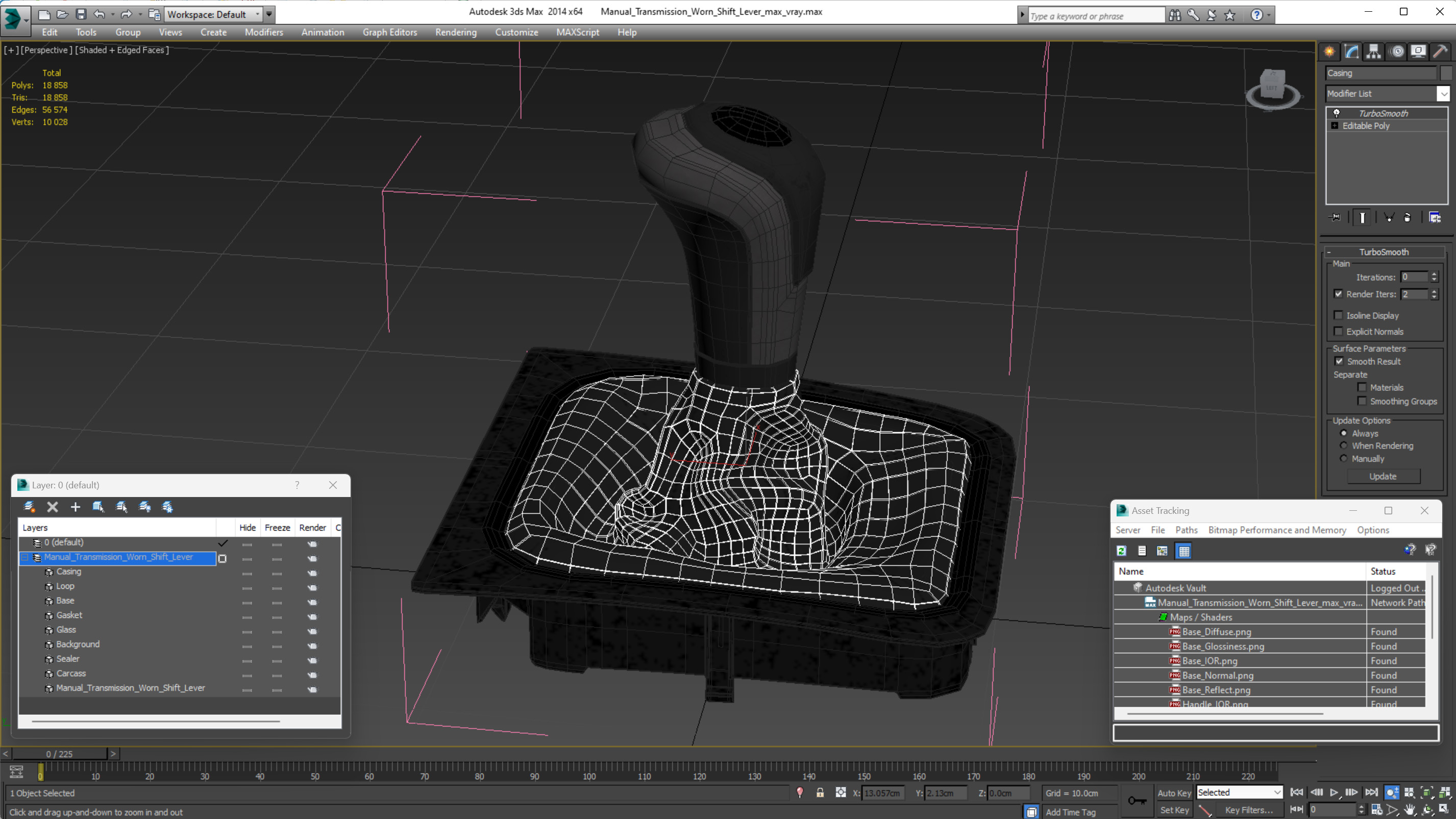 3D Manual Transmission Worn Shift Lever