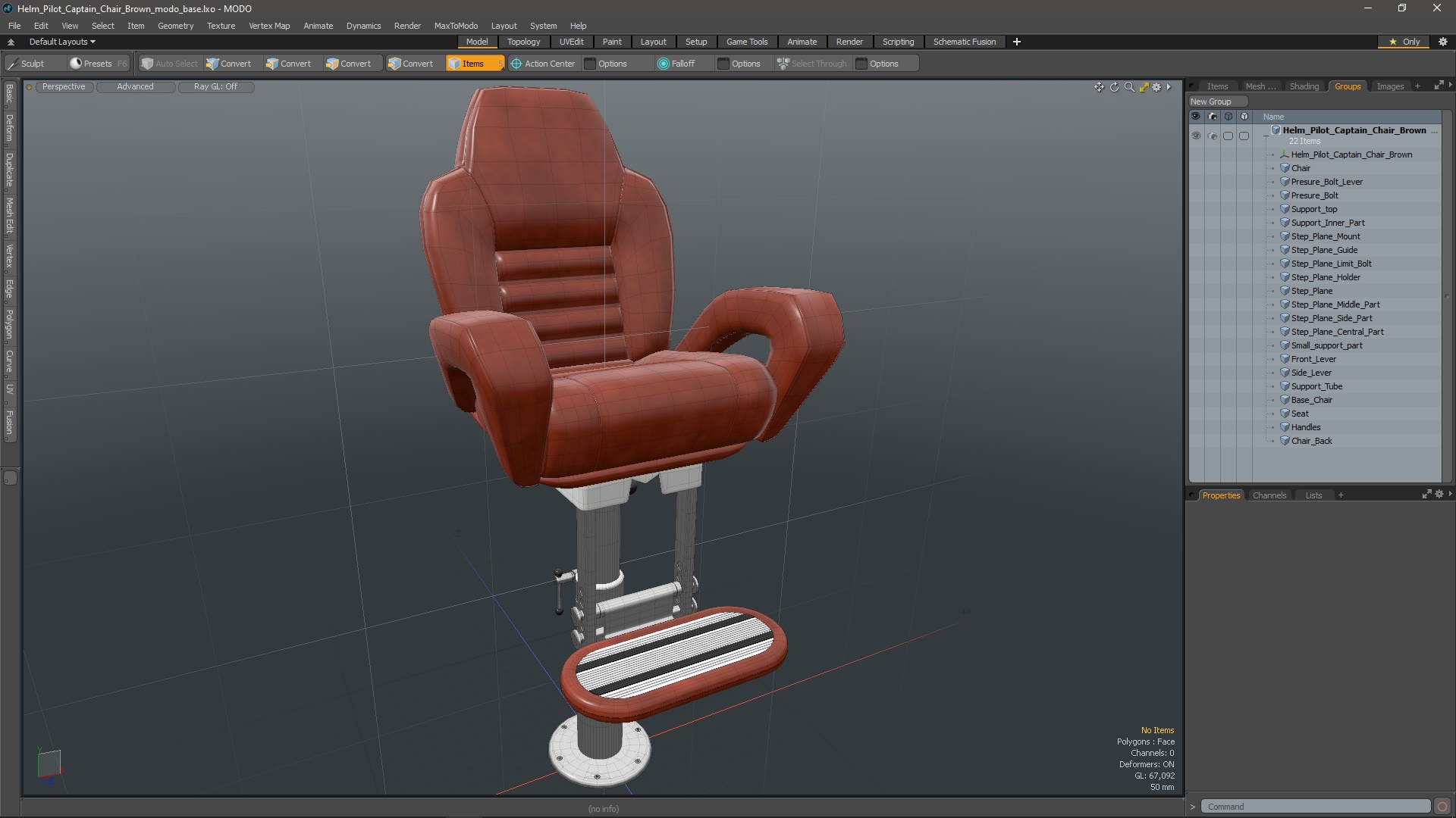 3D model Helm Pilot Captain Chair Brown
