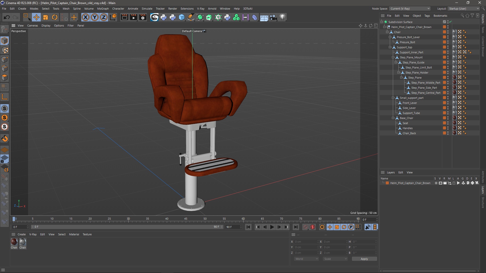 3D model Helm Pilot Captain Chair Brown