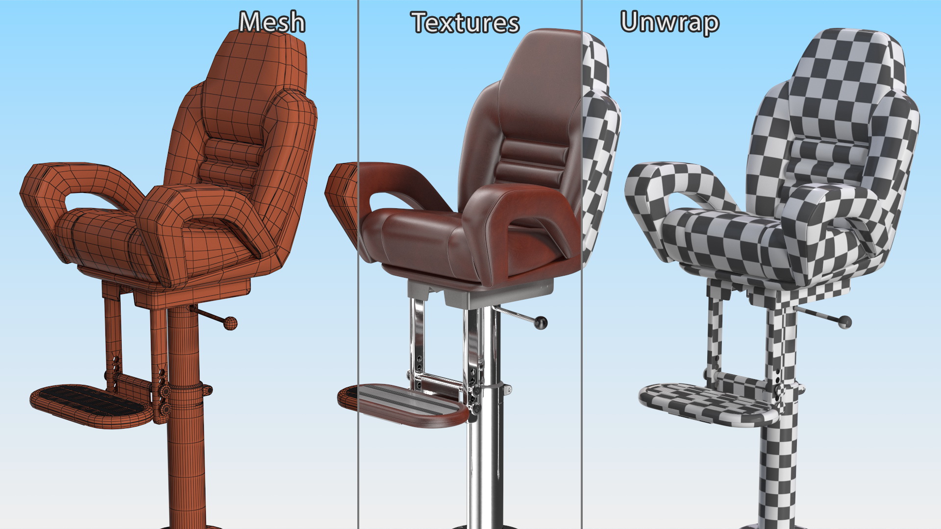 3D model Helm Pilot Captain Chair Brown