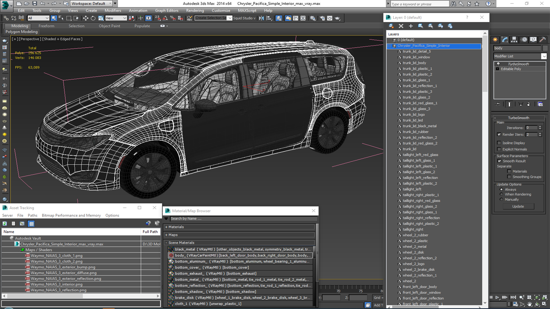 3D Chrysler Pacifica Simple Interior model