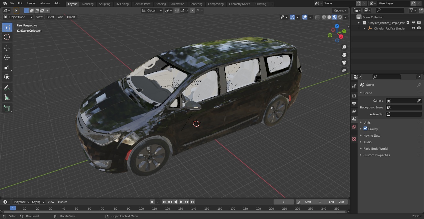 3D Chrysler Pacifica Simple Interior model