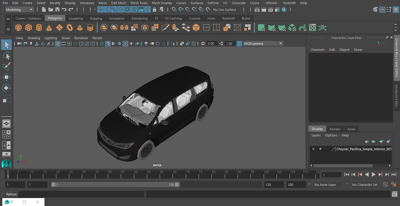3D Chrysler Pacifica Simple Interior model