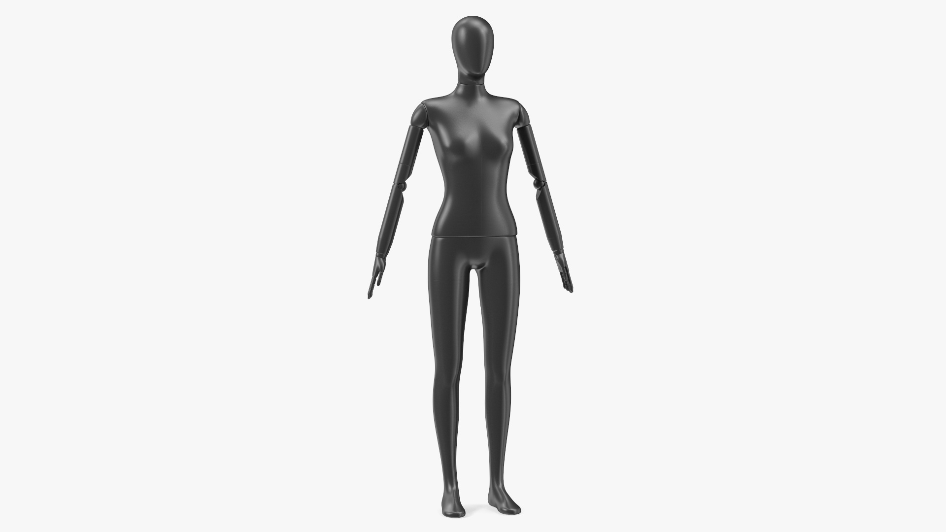 Flexible Female Mannequin Satin Black Rigged 3D model
