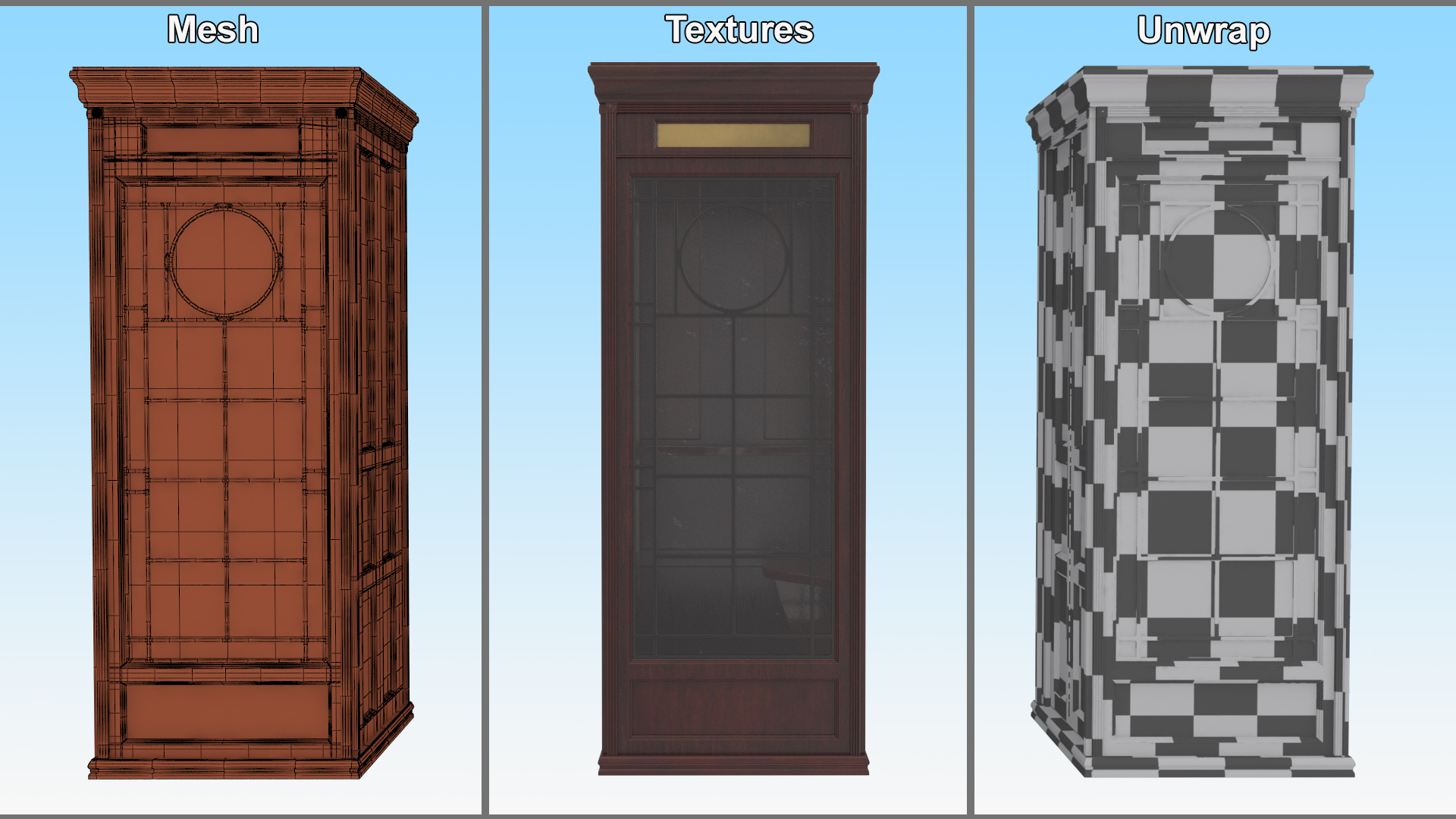 3D Classic Vintage Telephone Booth Dark