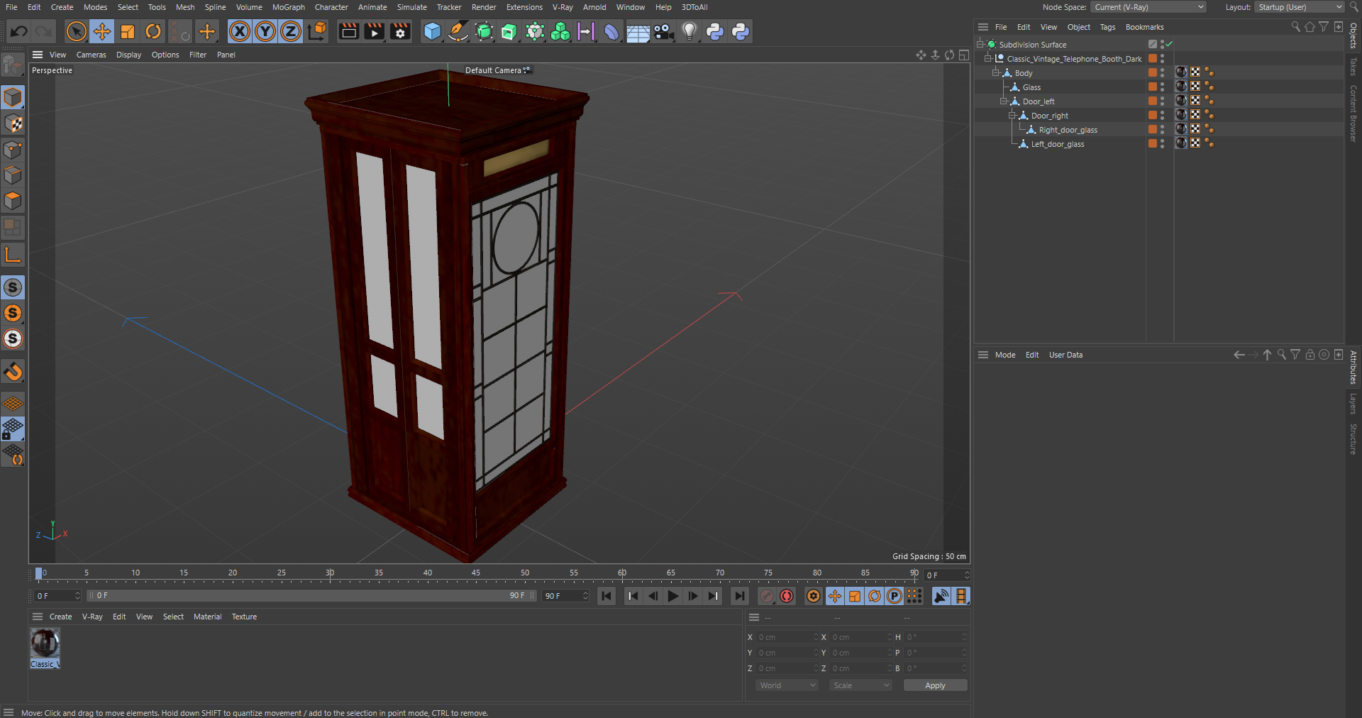 3D Classic Vintage Telephone Booth Dark