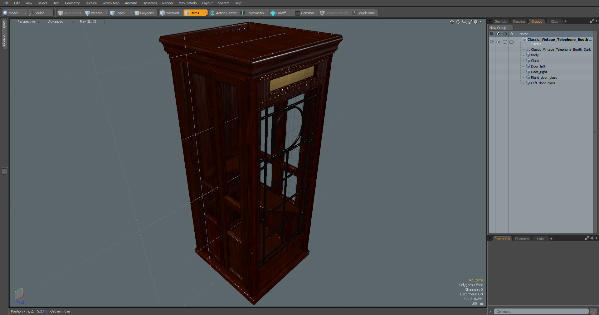 3D Classic Vintage Telephone Booth Dark