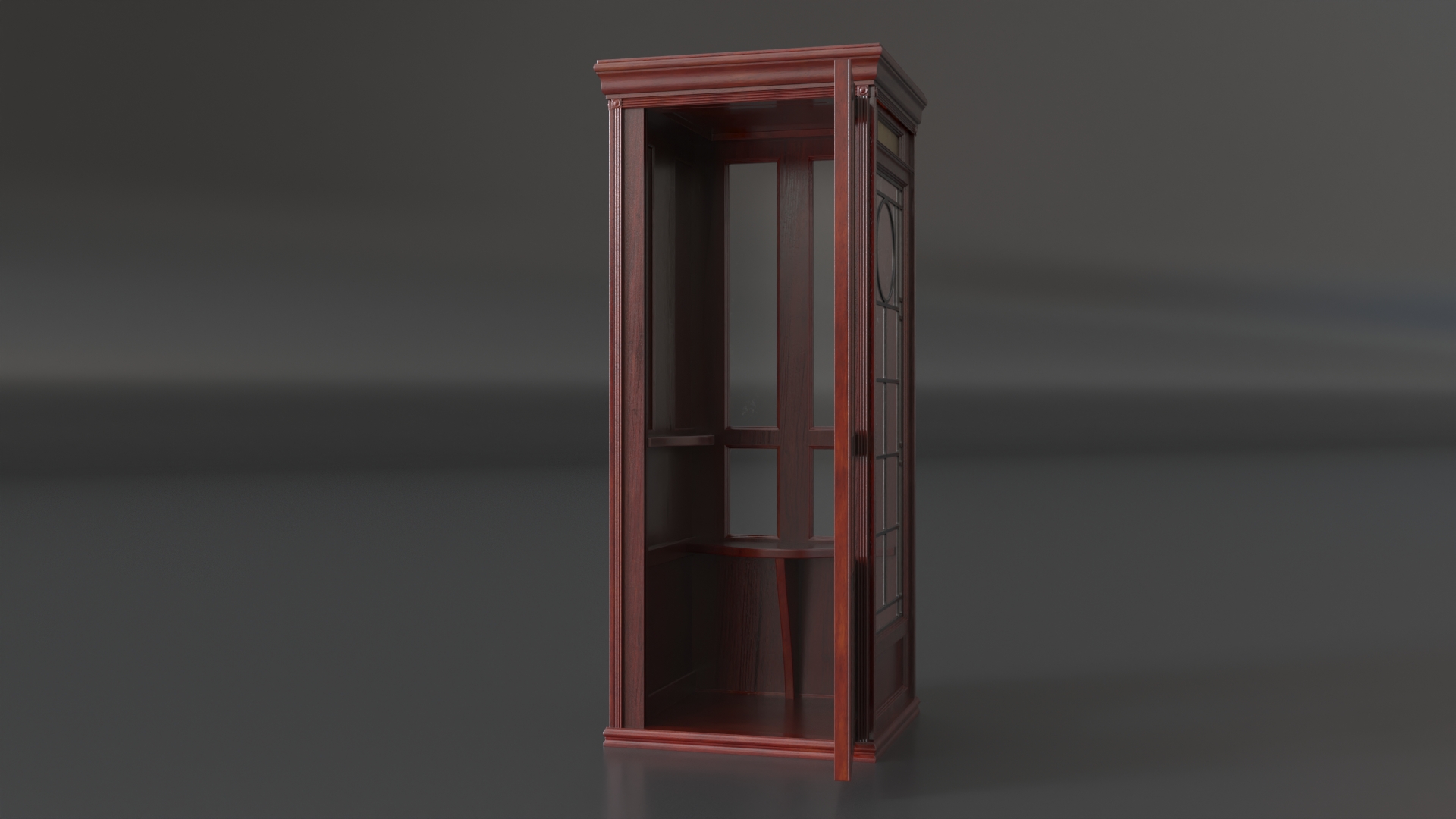3D Classic Vintage Telephone Booth Dark