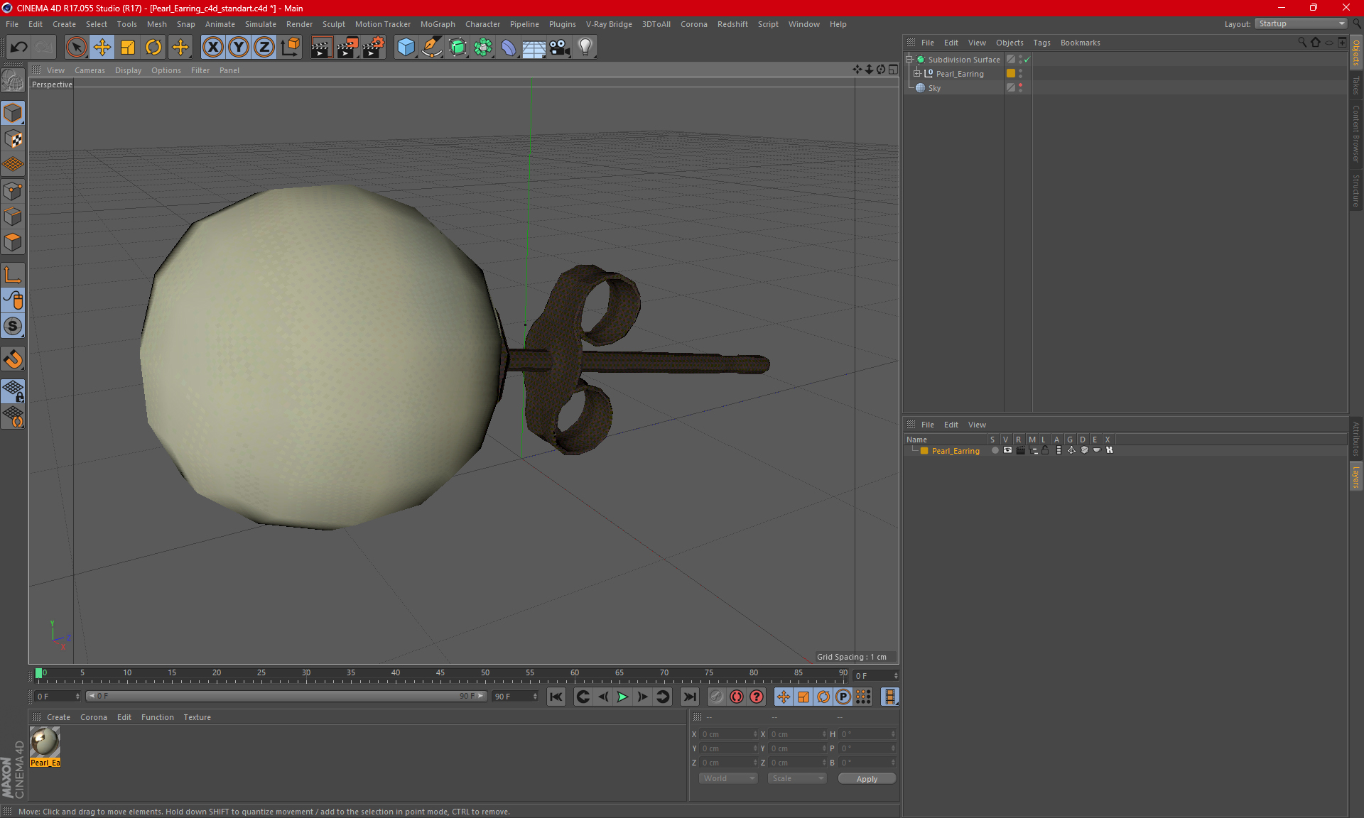 3D Pearl Earring model
