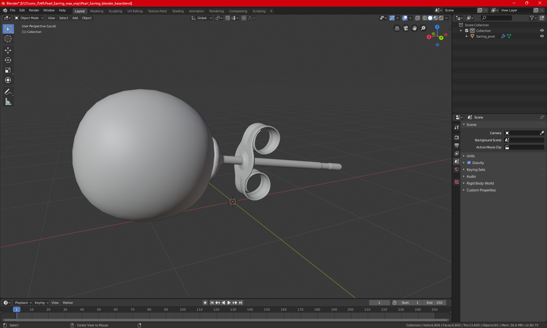 3D Pearl Earring model