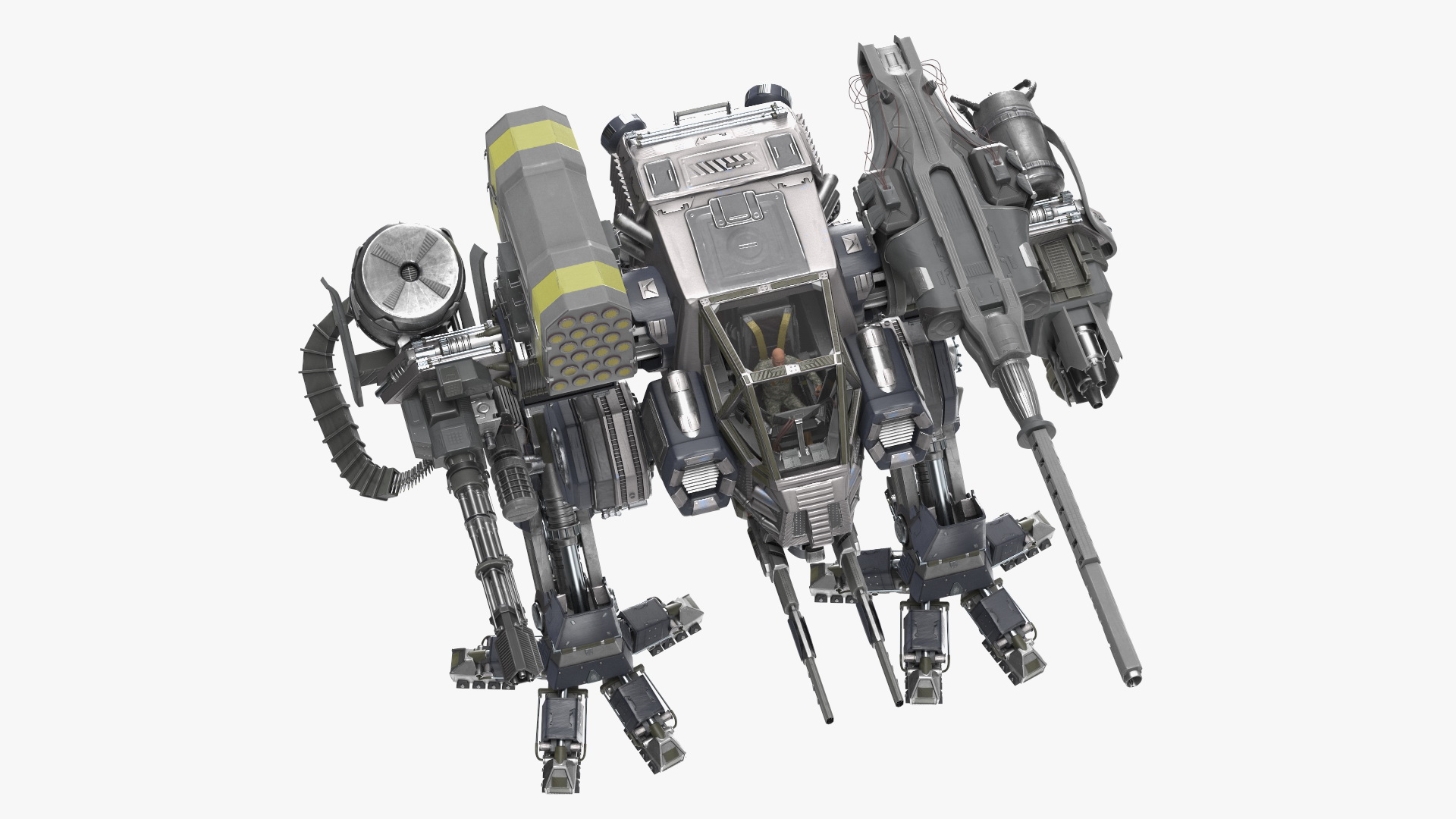 Large Walking Combat Machine with Pilot 3D model