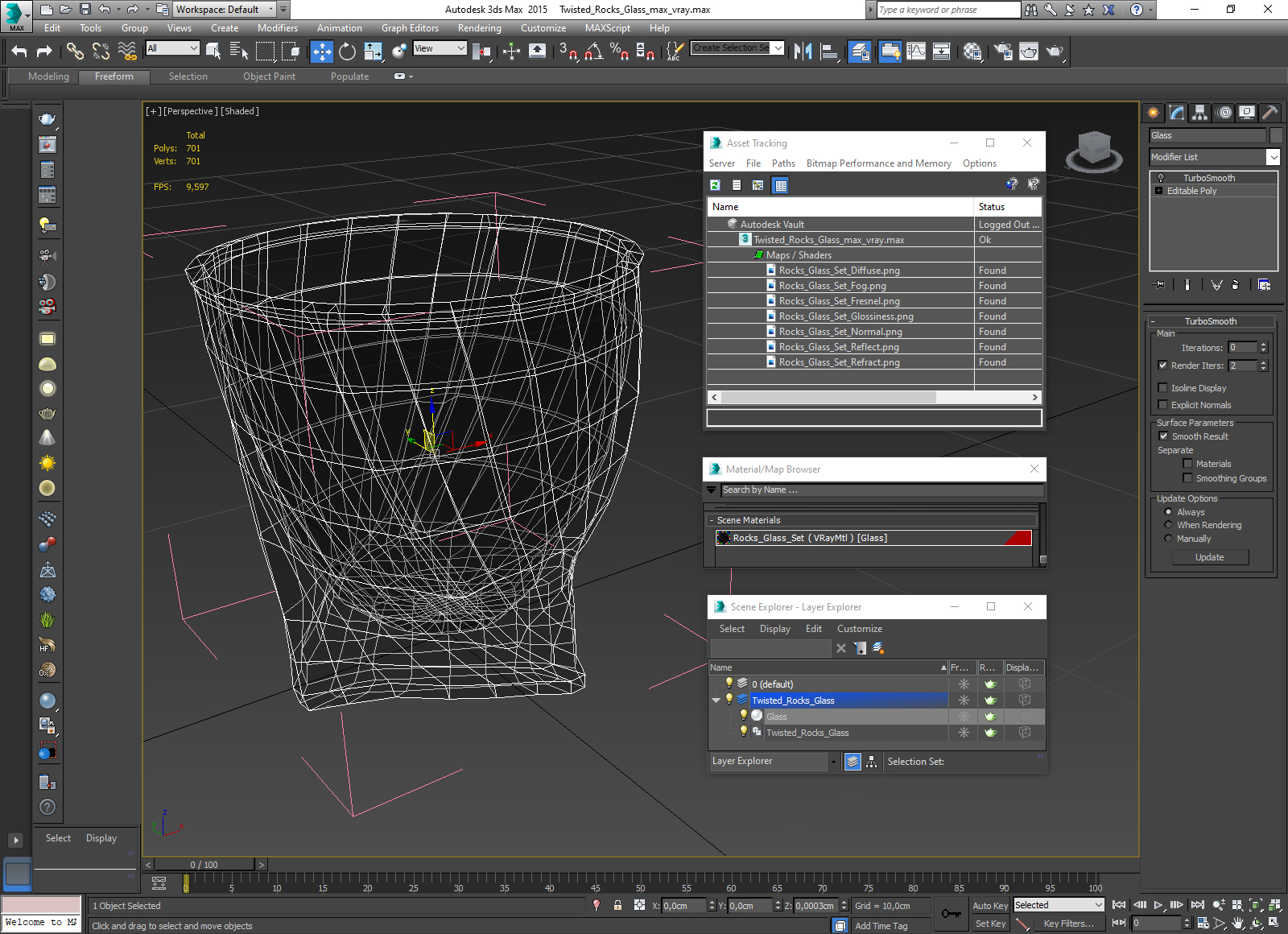 Twisted Rocks Glass 3D model