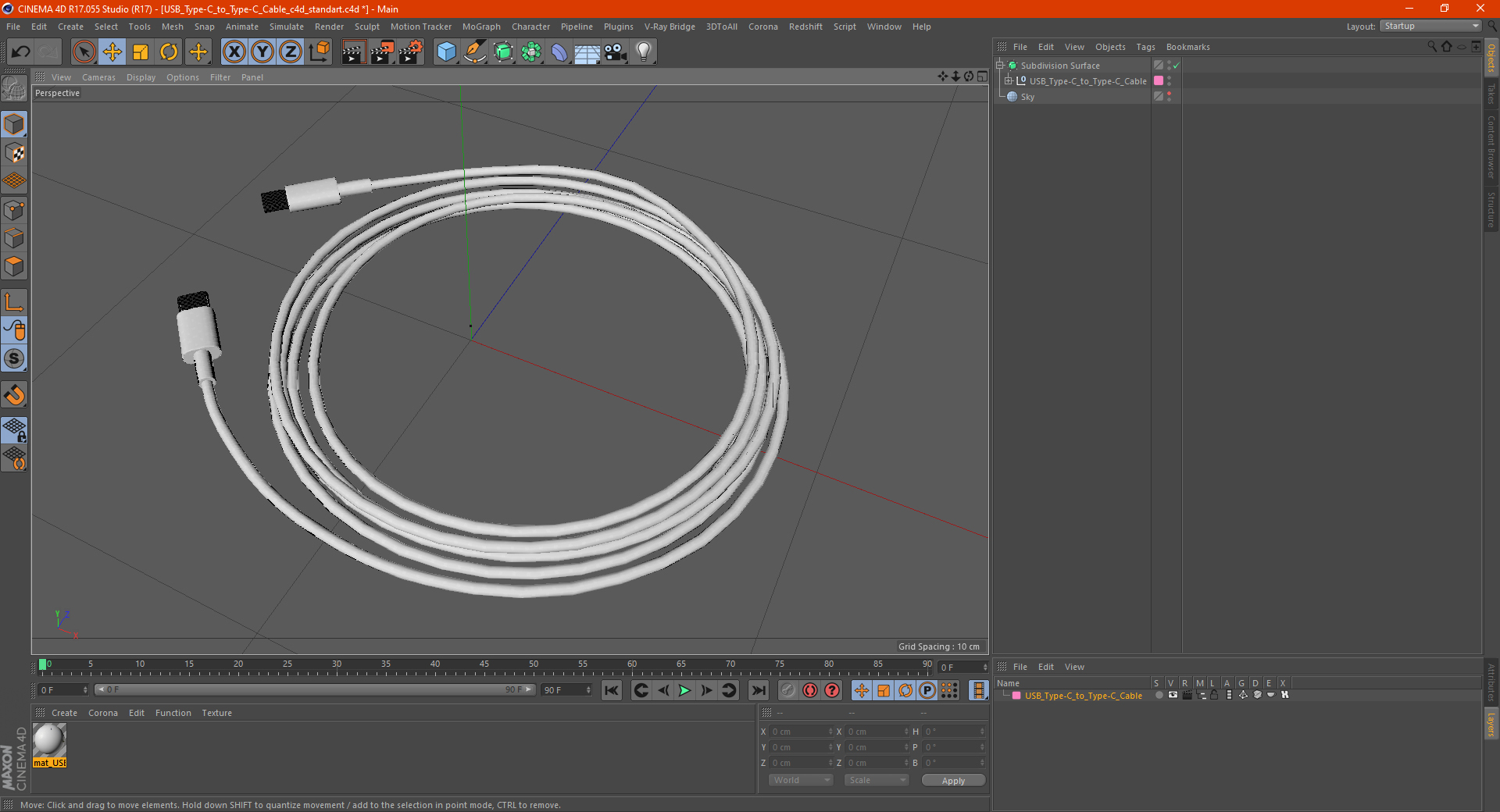 3D USB Type-C to Type-C Cable