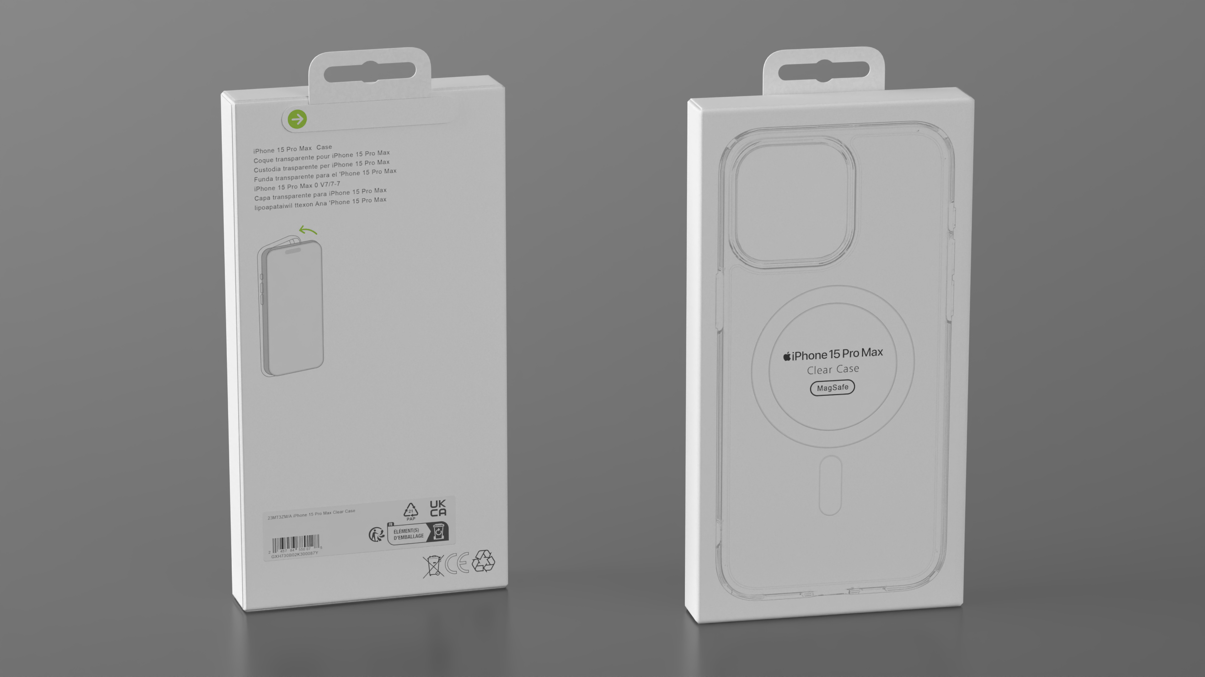 Apple iPhone 15 Smartphone Clear Case Packaging 3D