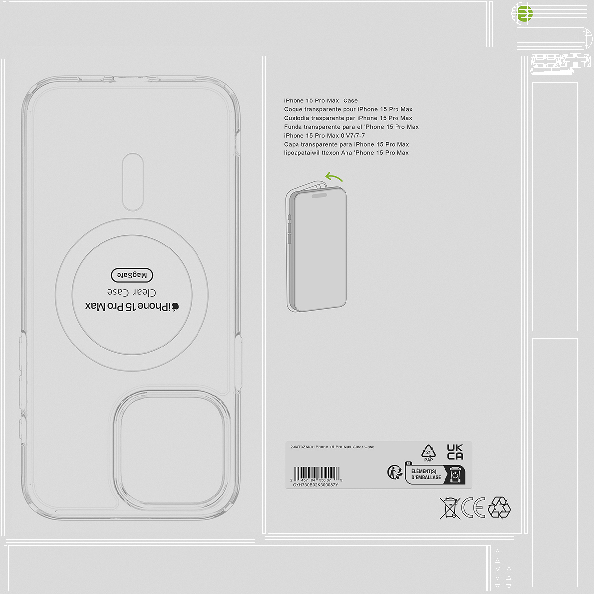 Apple iPhone 15 Smartphone Clear Case Packaging 3D