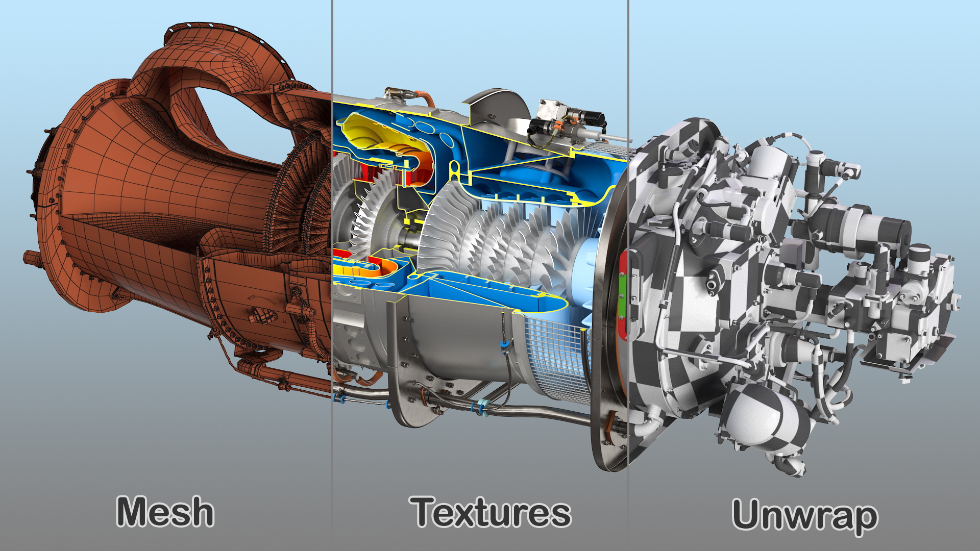 PT6C-67C Turboshaft Slice Engine 3D