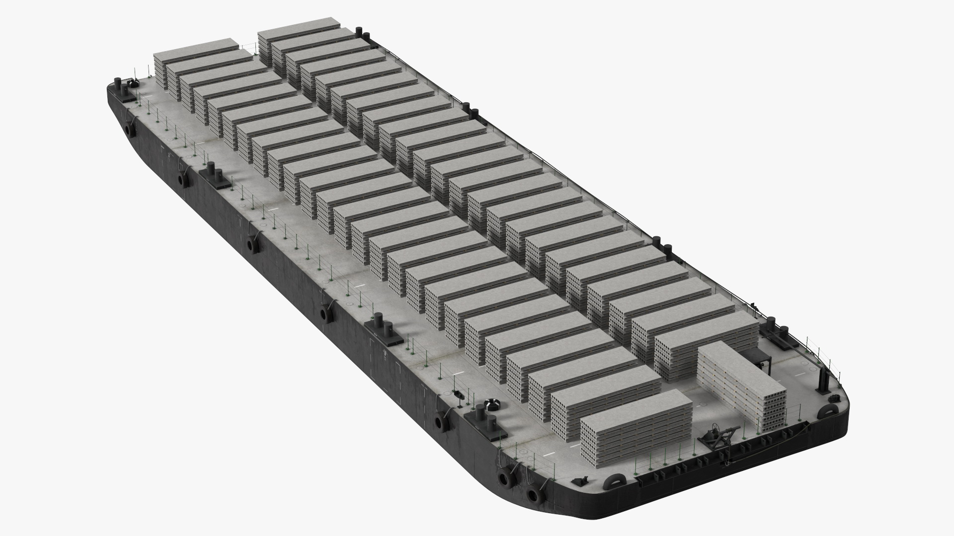 Pontoon Barge Loaded Concrete Slab 3D model