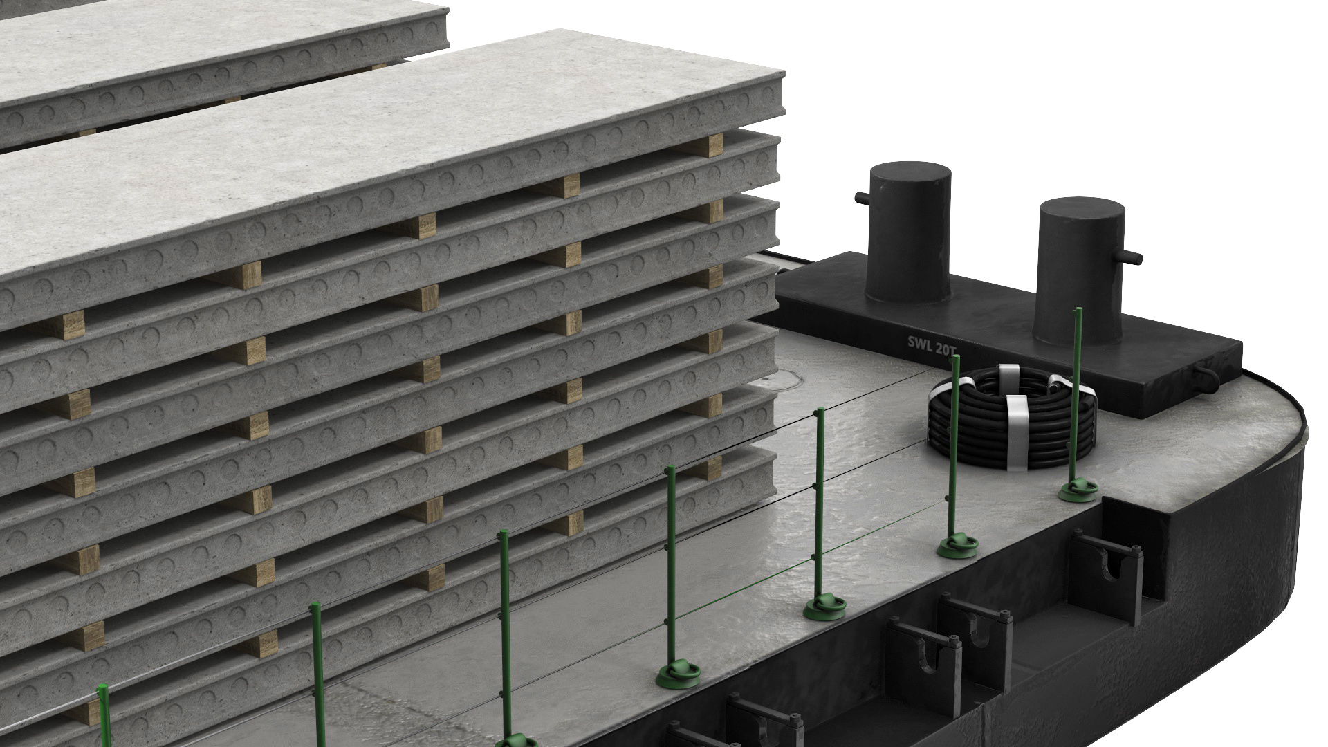 Pontoon Barge Loaded Concrete Slab 3D model