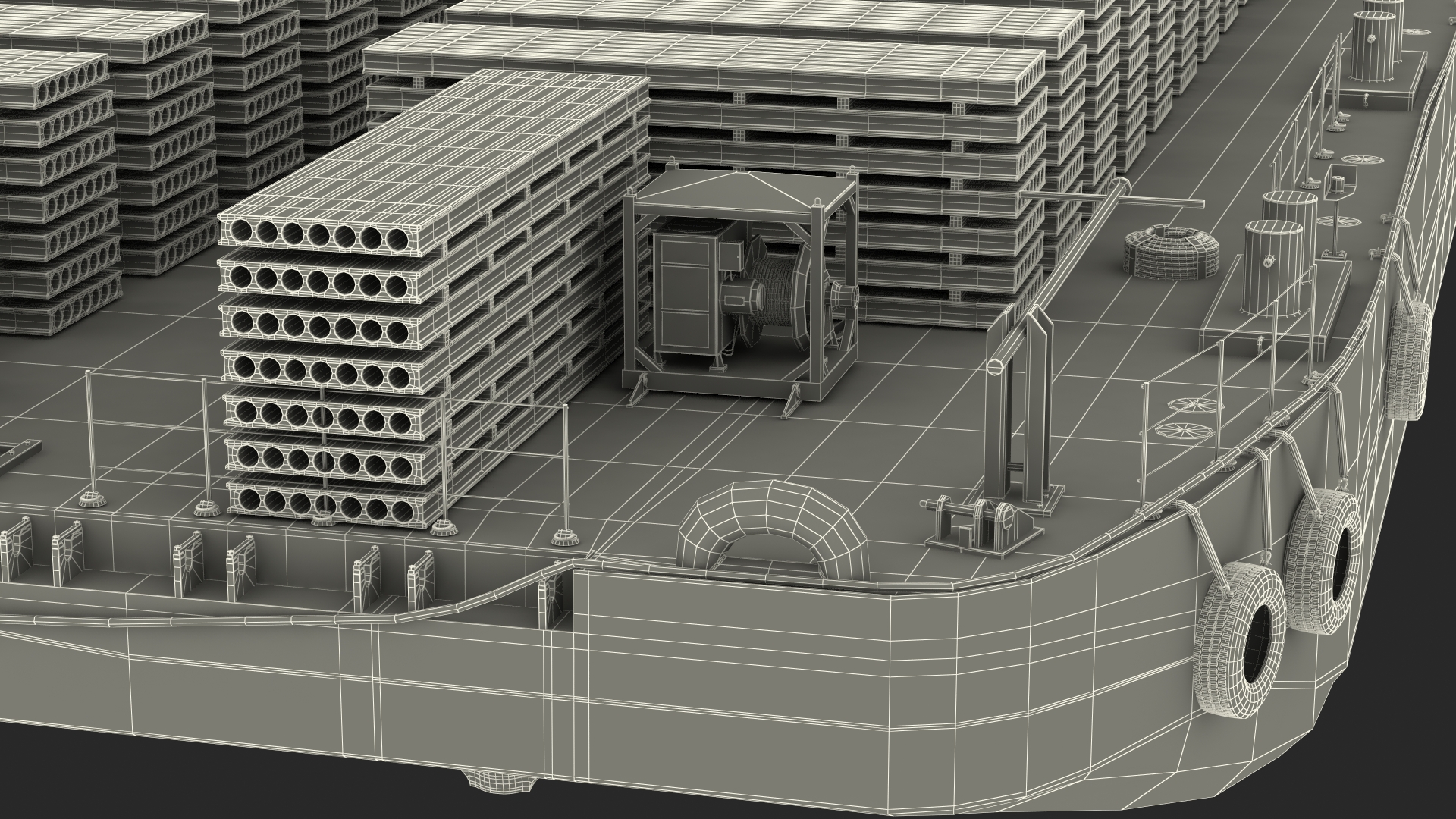 Pontoon Barge Loaded Concrete Slab 3D model