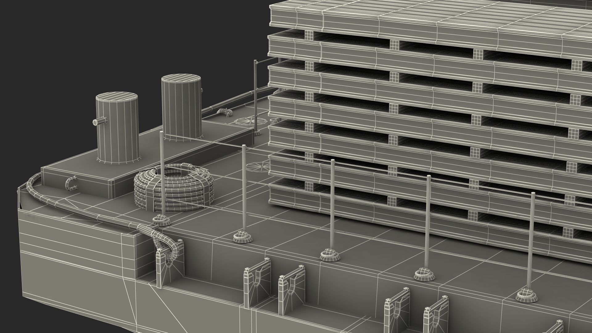 Pontoon Barge Loaded Concrete Slab 3D model