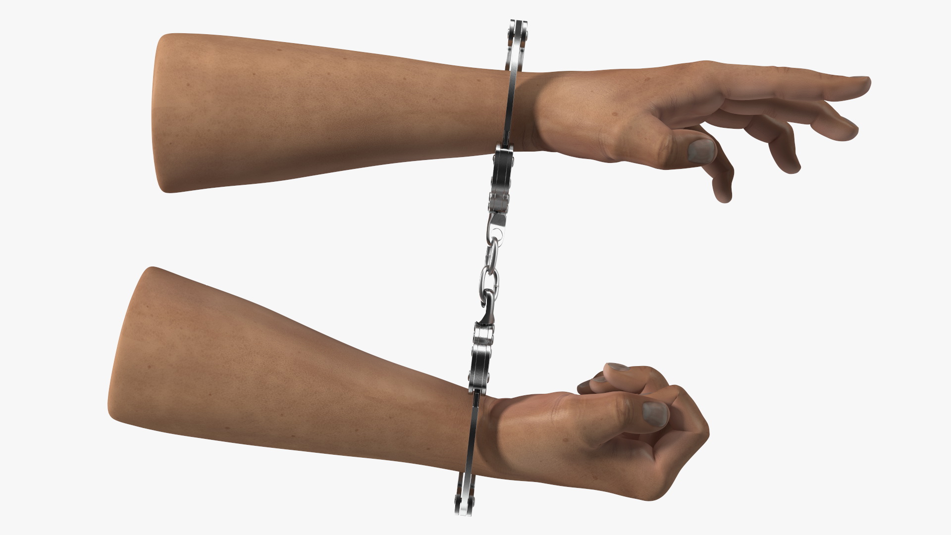 3D Man Hands with Short Chain Handcuffs