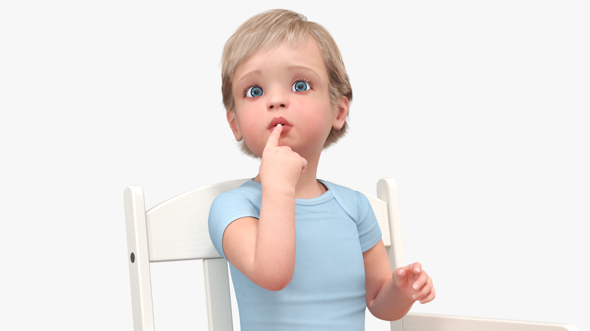 3D model Boy Sitting in a Rocking Chair